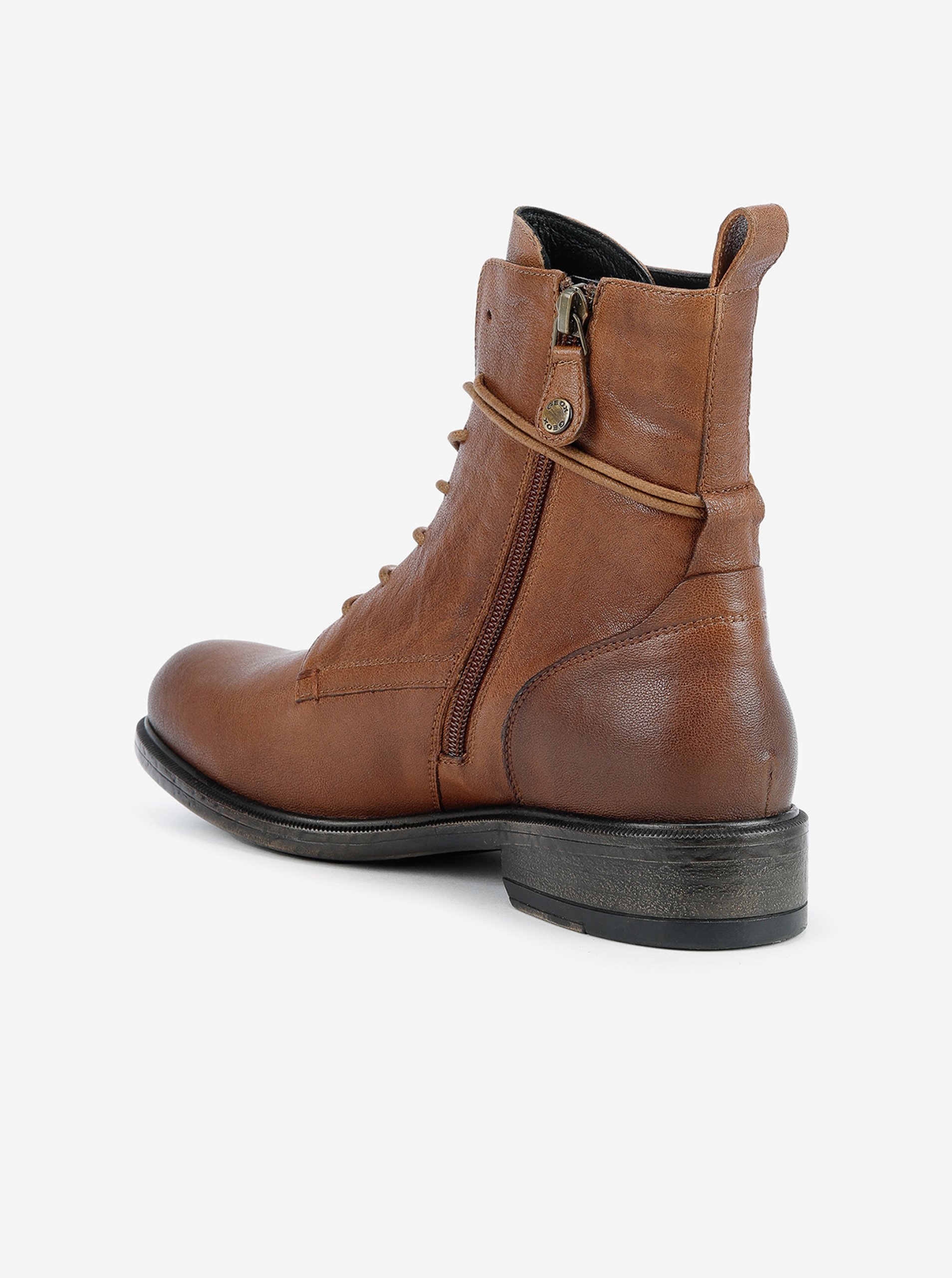 Brown women's leather ankle boots Geox Catria - Women's