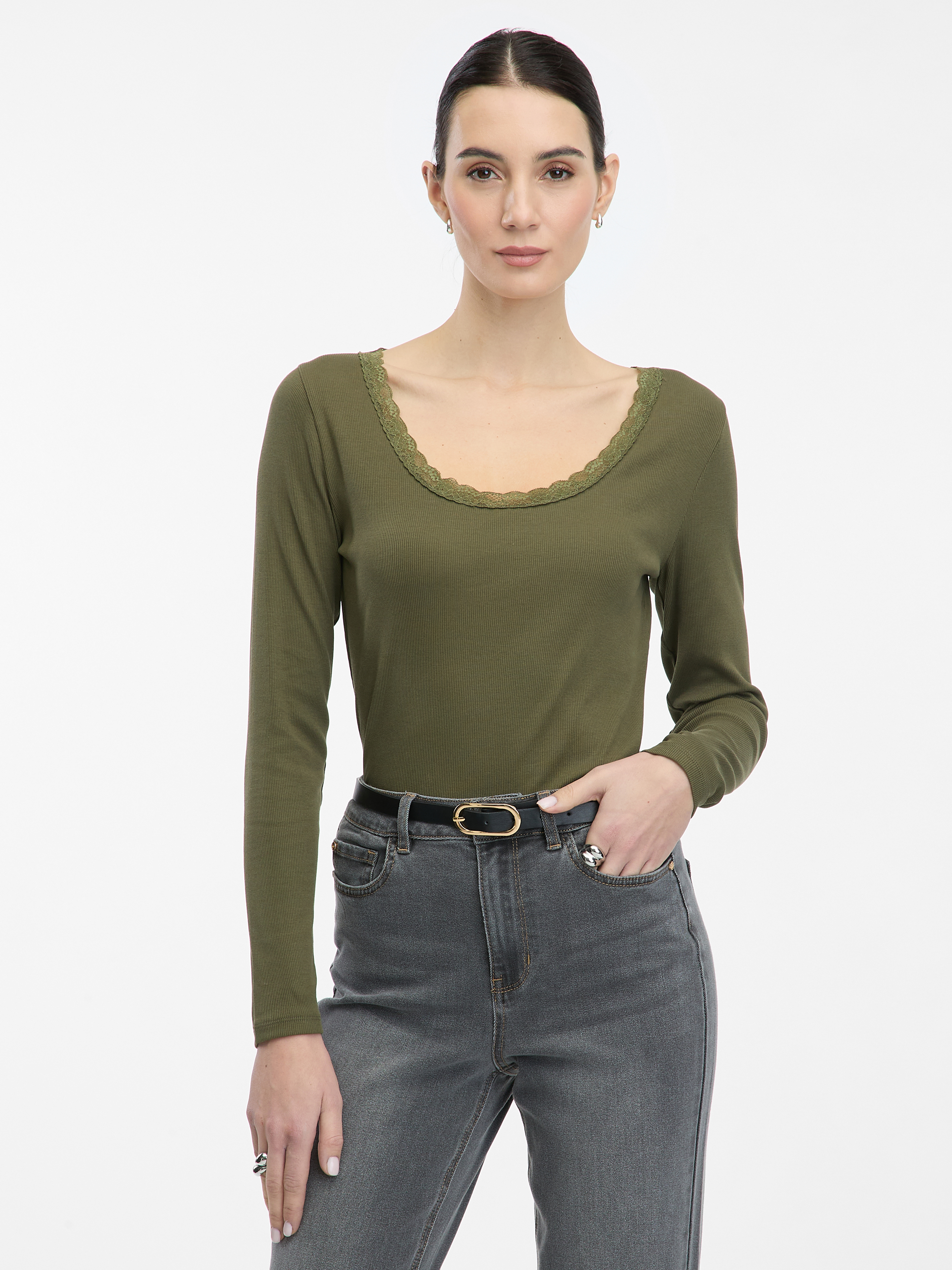 Women's Long Sleeve Khaki T-Shirt ORSAY - Women's