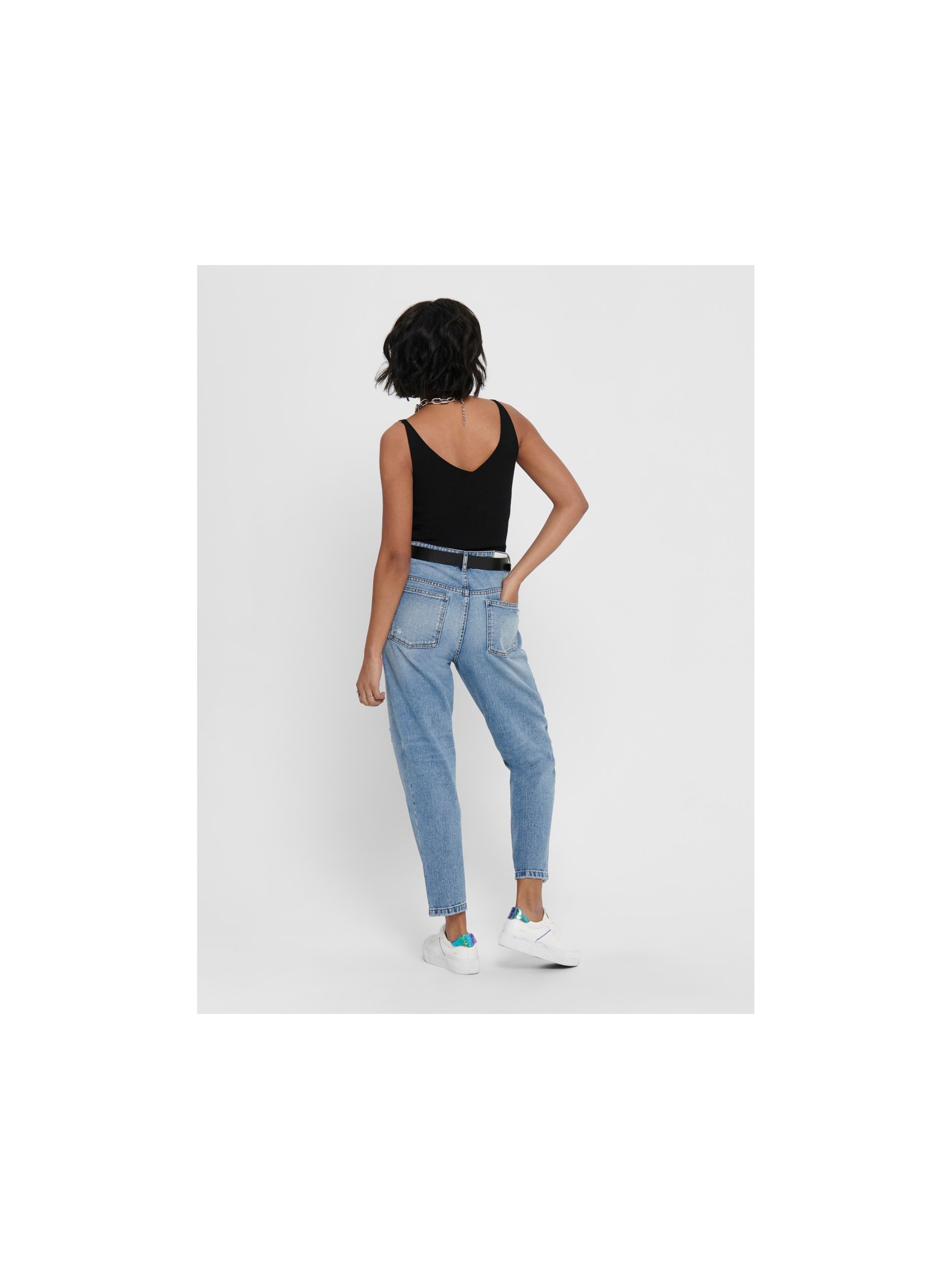 Jacqueline de Yong Nanna Black Ribbed Tank Top