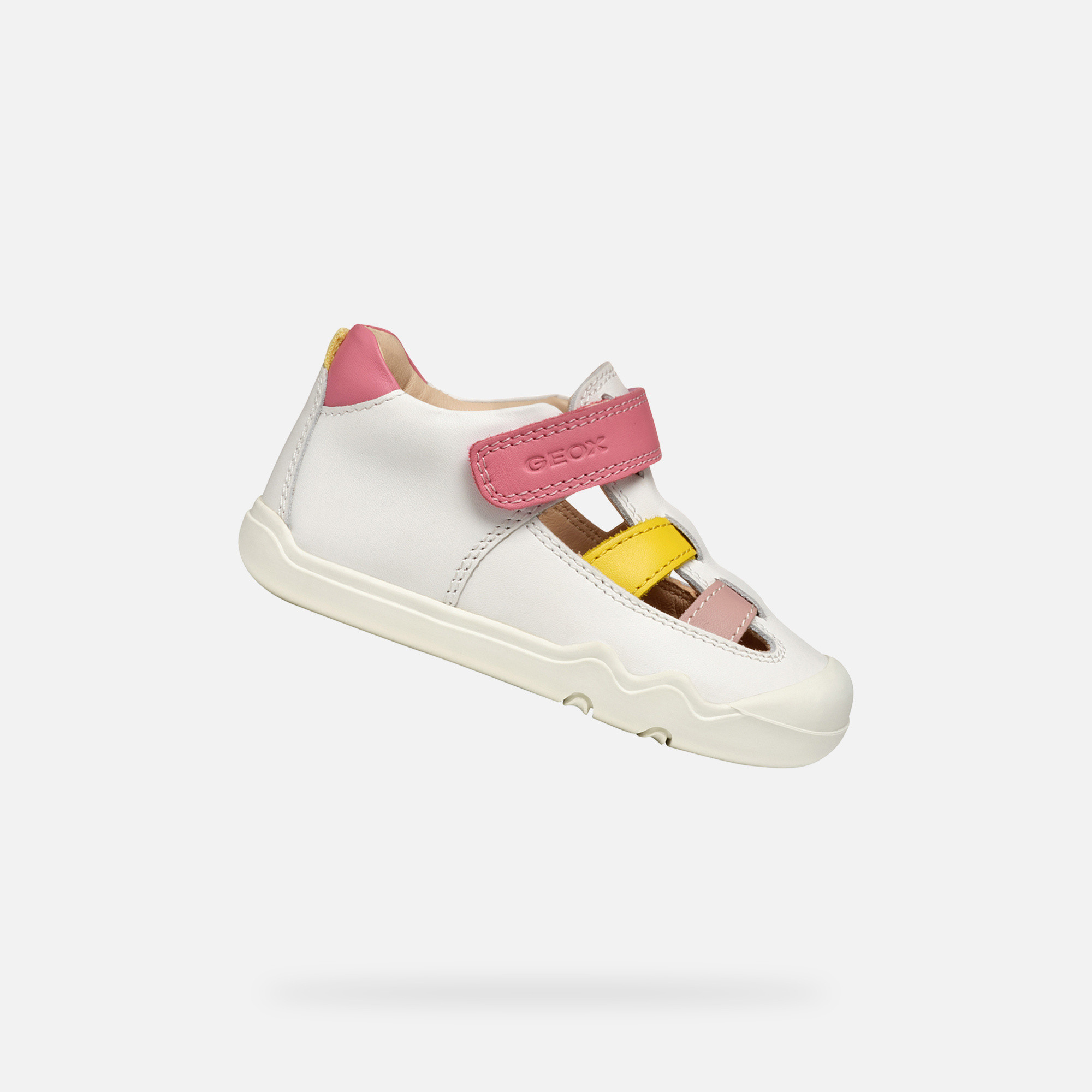 White Girls Barefoot Sneakers with Open Instep Geox Steppieup - Girls