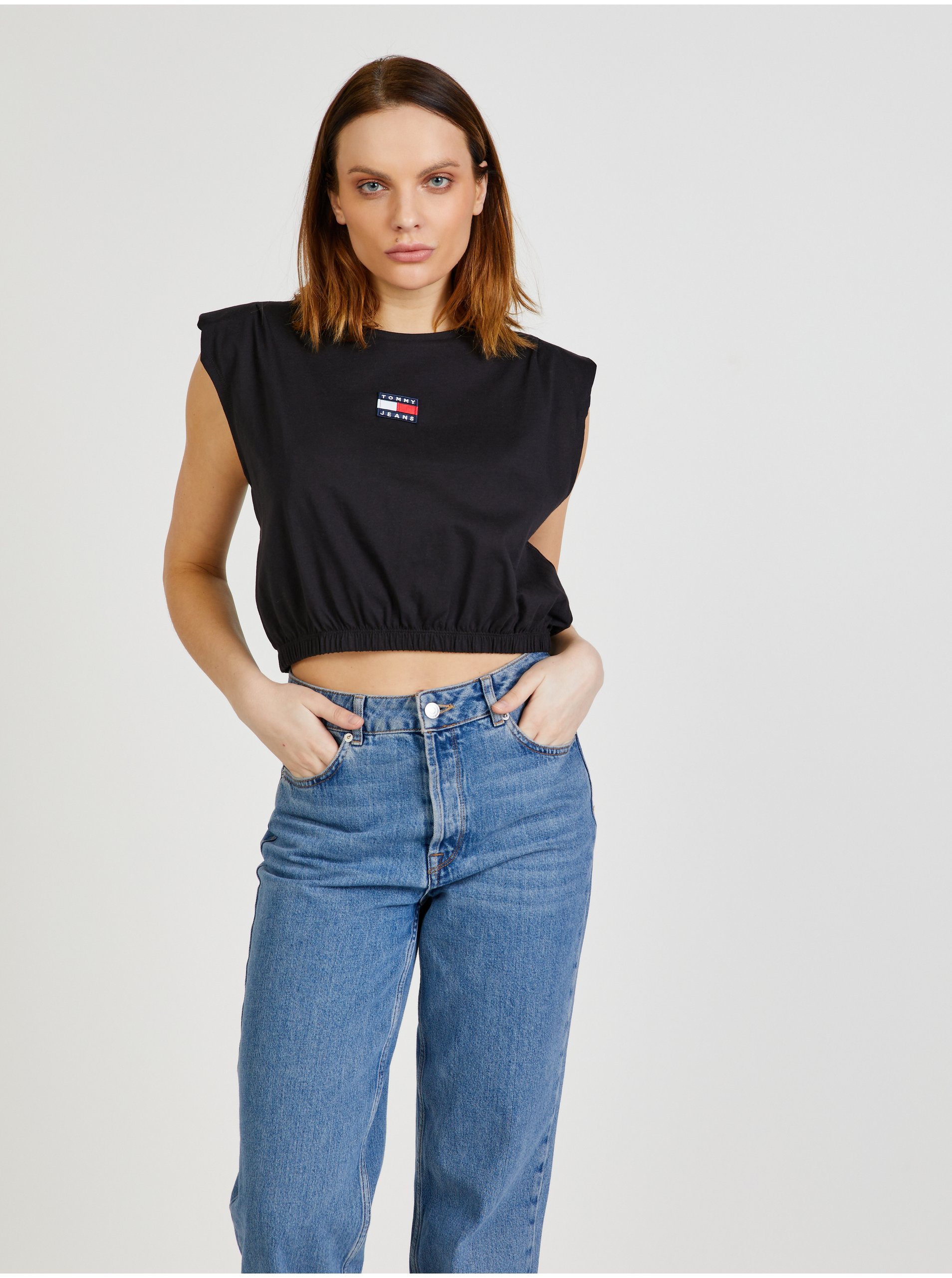 Černé Dámské Cropped Tričko Tommy Jeans - Dámské