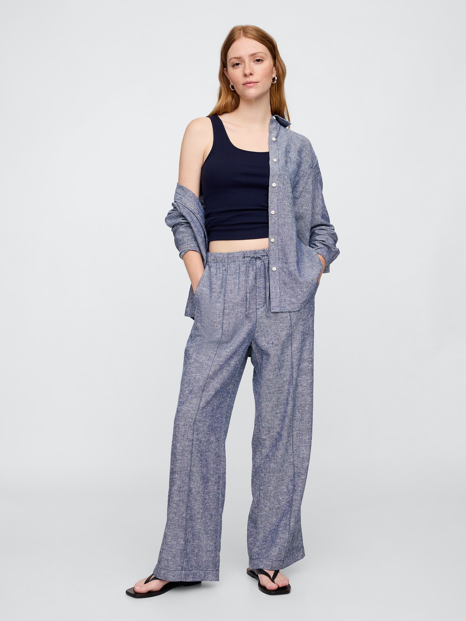 GAP Linen Wide-leg Trousers - Women's