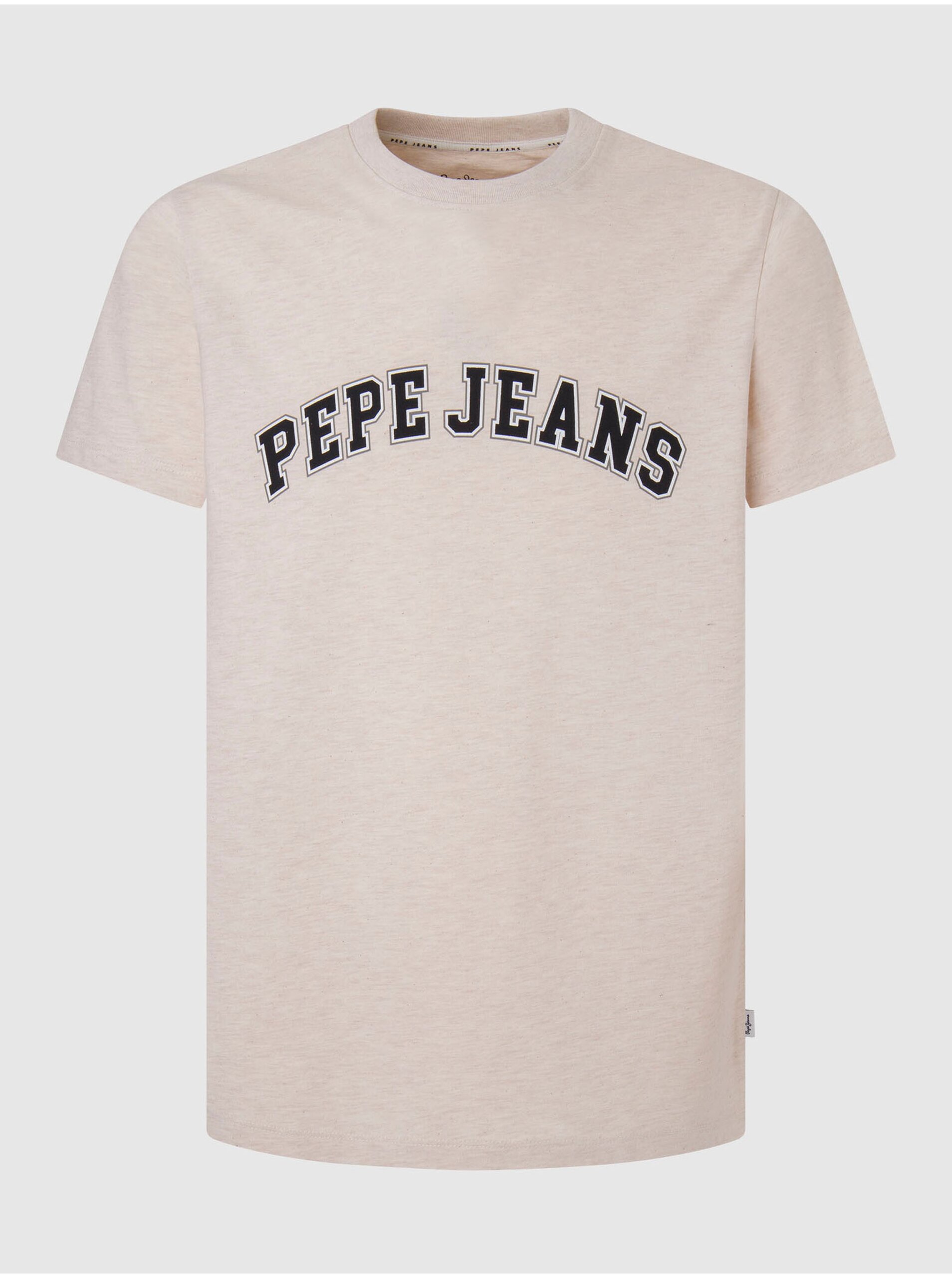 Levně Béžové pánské tričko Pepe Jeans - Pánské
