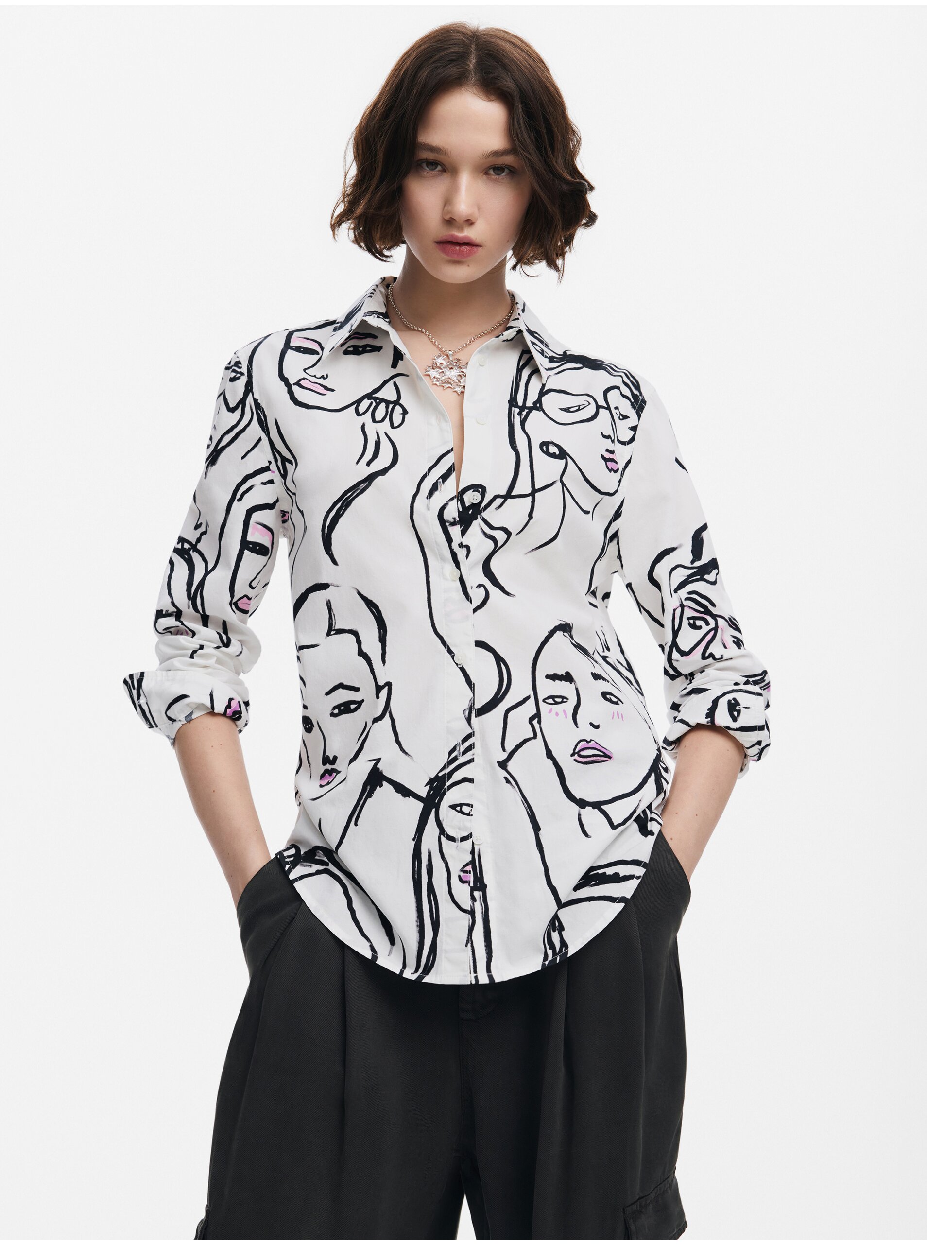 Dámská vzorovaná košile Desigual Faces - Dámské