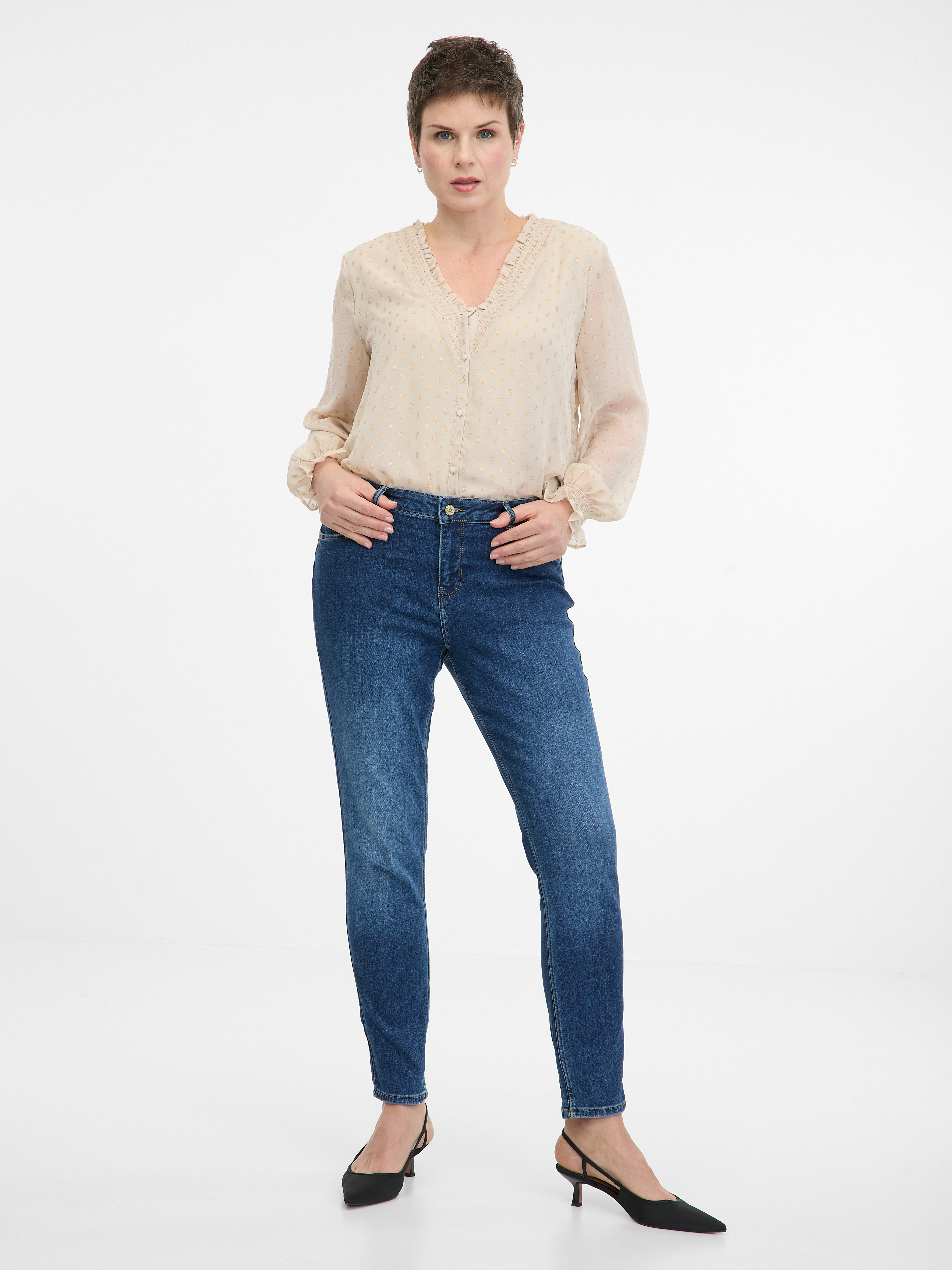 Beige women's blouse with long sleeves ORSAY - Ladies