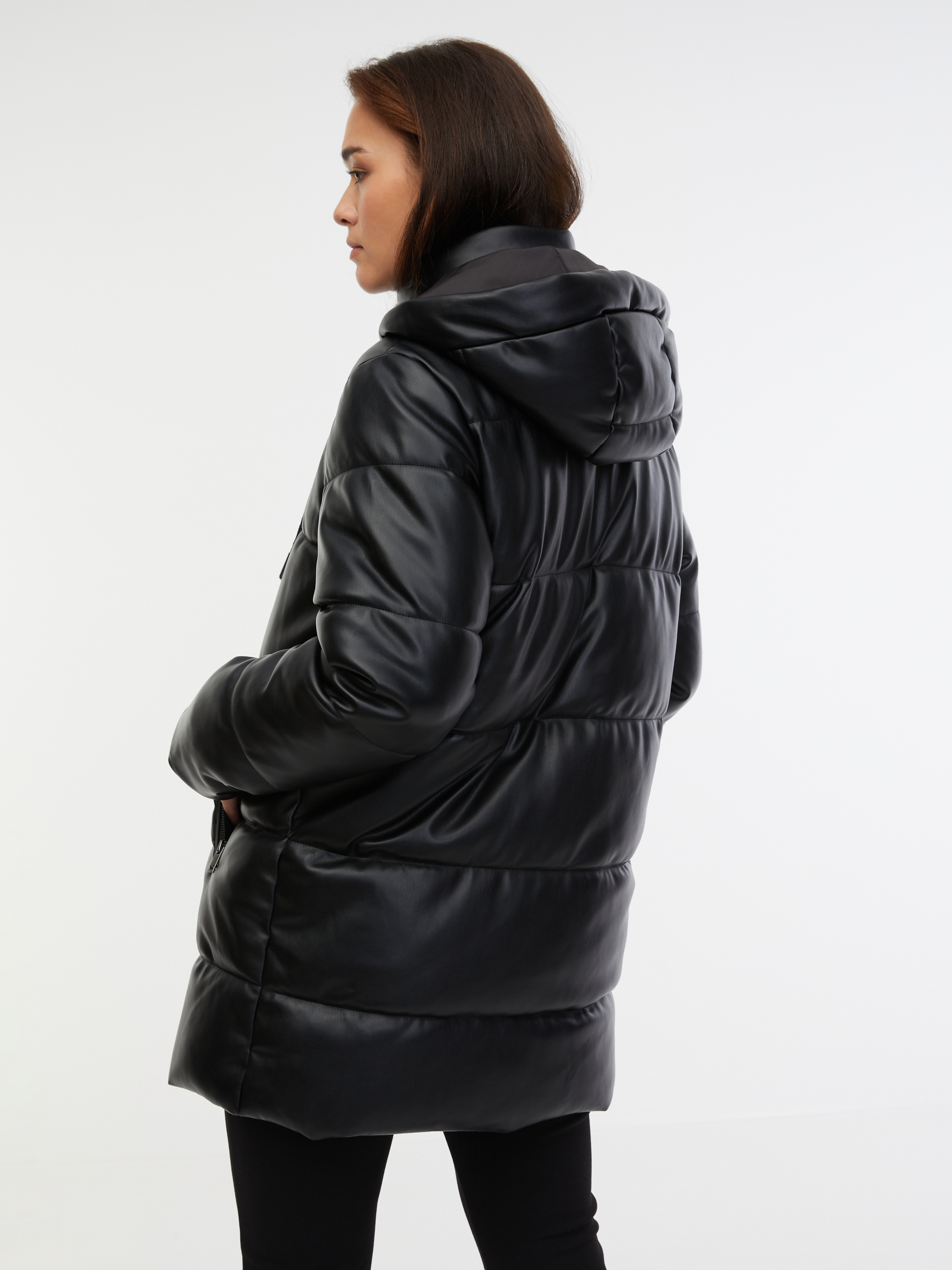 Levně Orsay Černý dámský prošívaný koženkový kabát - Dámské