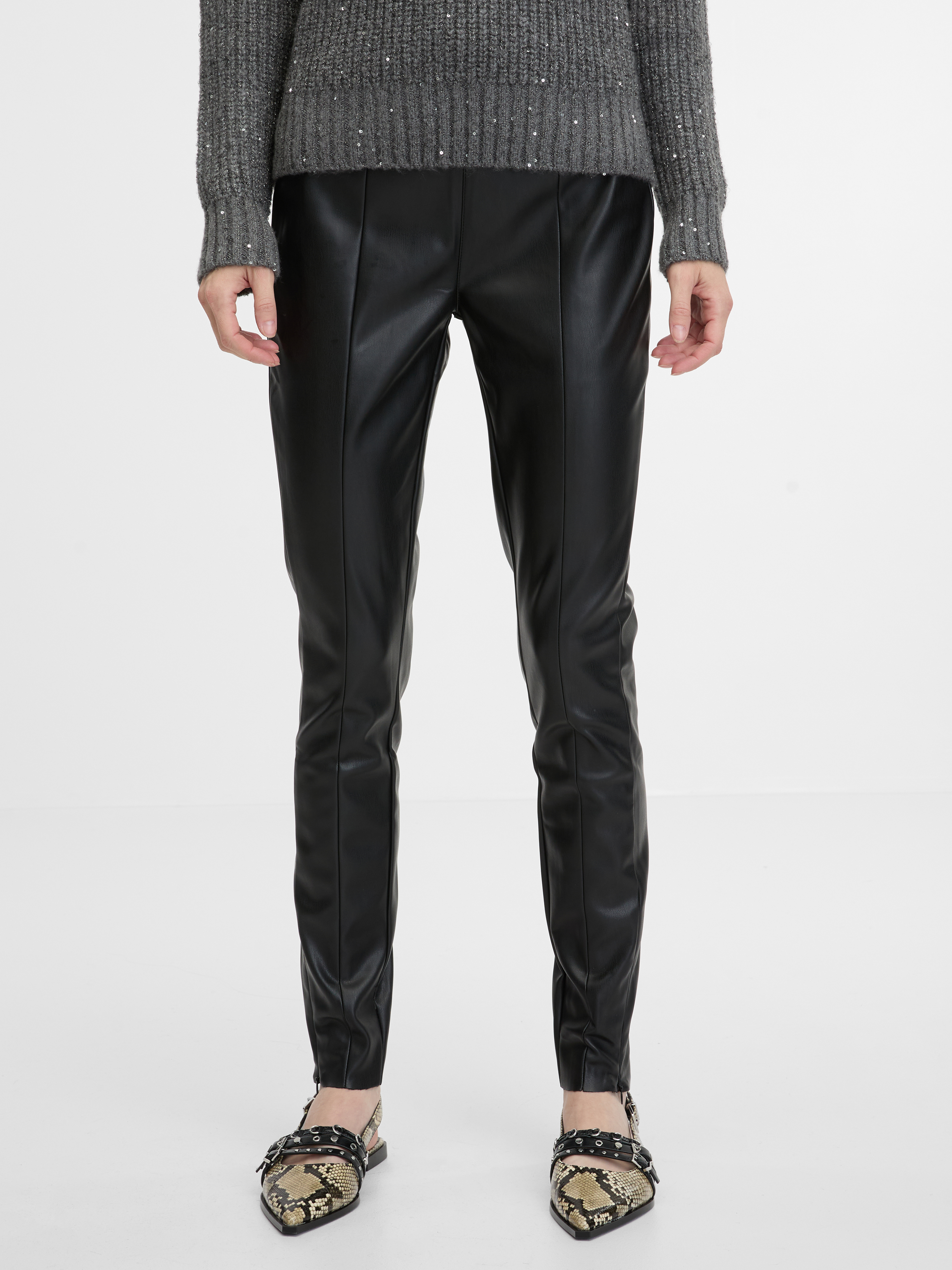 Black women's leatherette trousers ORSAY - Women's