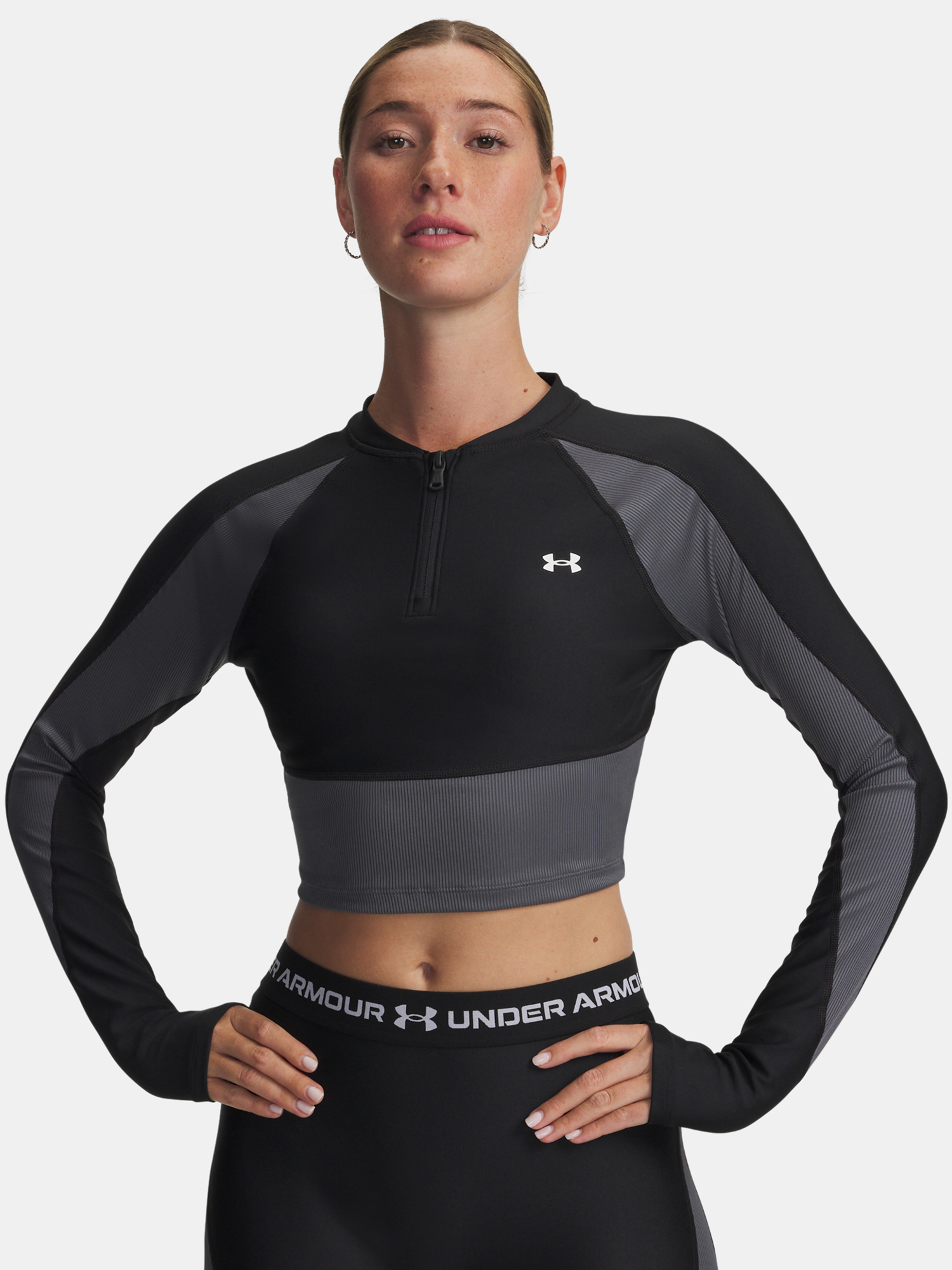 Under Armour UA HG Rib 1/4 Zip-BLK Womens T-Shirt - Womens