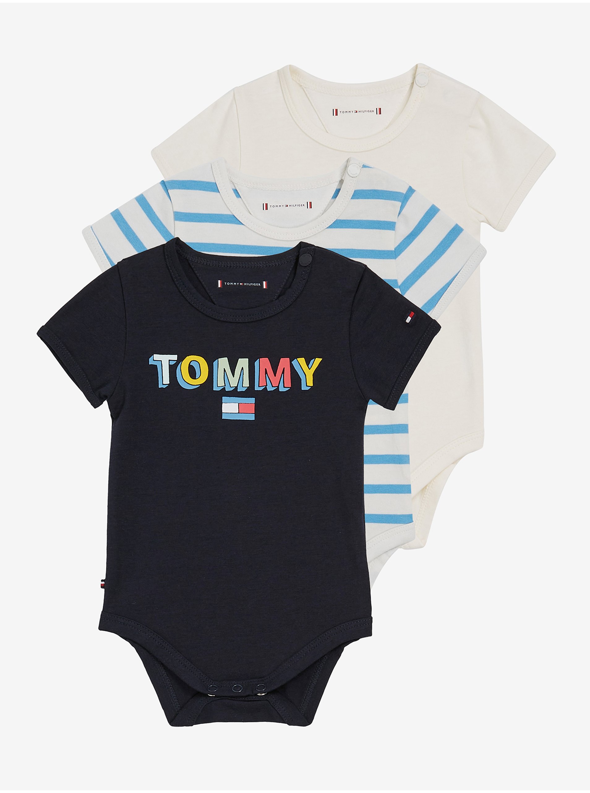 Tommy Hilfiger Sada Tří Klučičích Body V černé, Bílé A Pruhované Barvě Tommy Hilf - Kluci