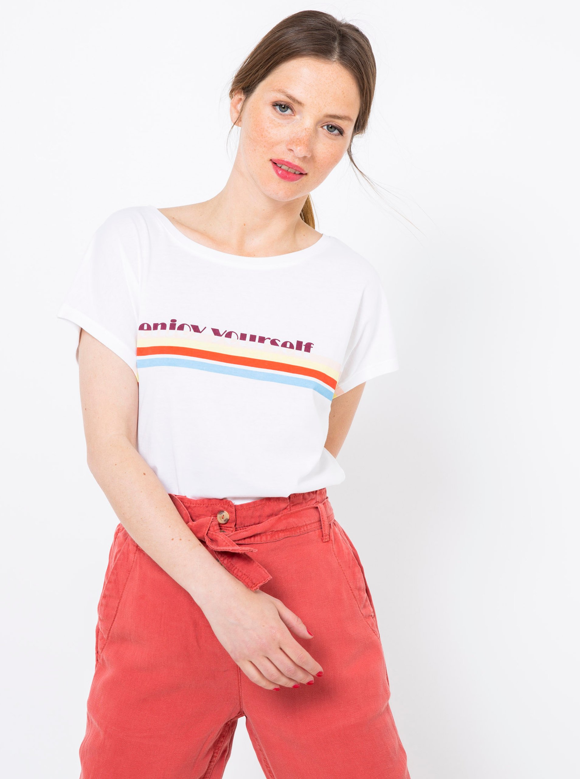 White T-shirt with print CAMAIEU - Women