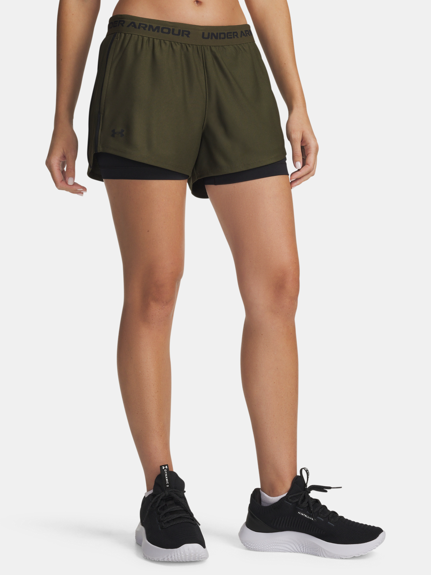 Under Armour Tech Play Up 2in1 Shorts-GRN - Womens Shorts