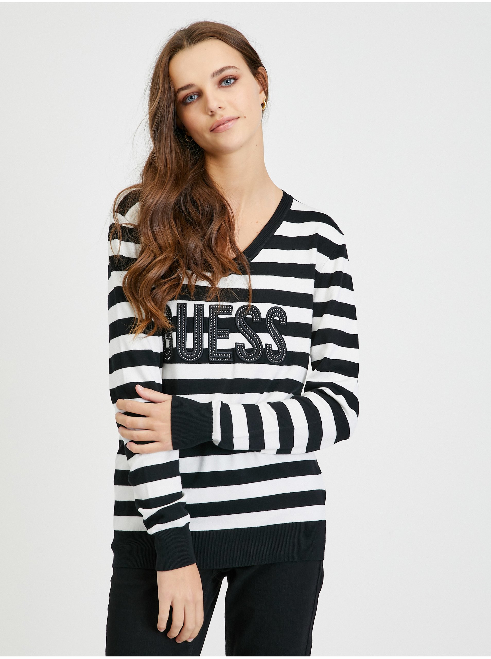 White-black Women's Striped Sweater Guess Pascale - Women