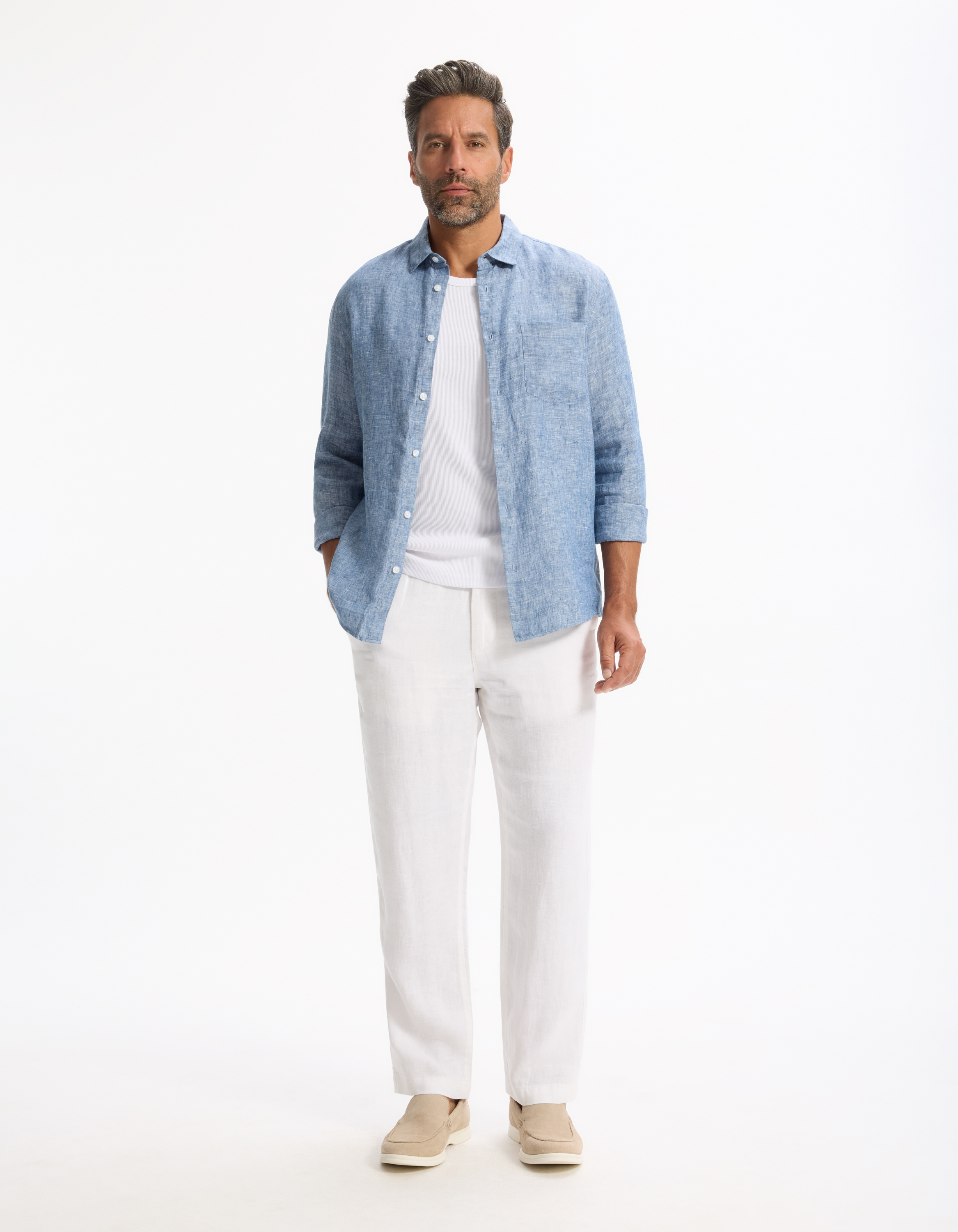 Pantaloni casual pentru barbati Celio - alb