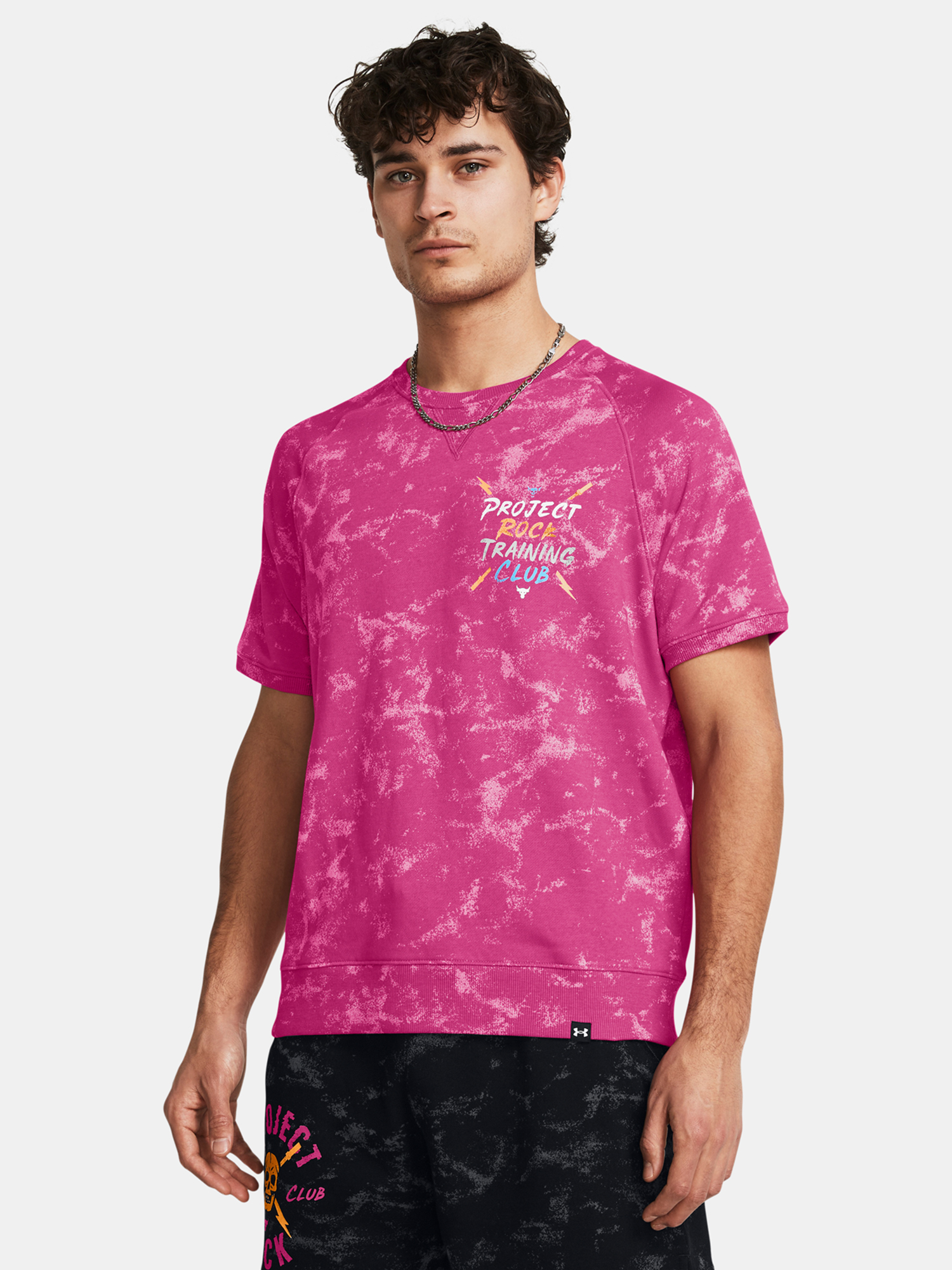 Under Armour T-Shirt Pjt Rck Q2 Terry AOP Crew-PNK