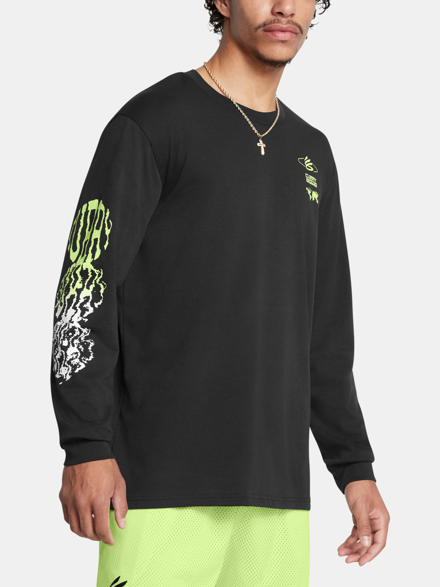 Men's T-shirt Under Armour Curry HW Verbiage LS Tee-BLK - Men's