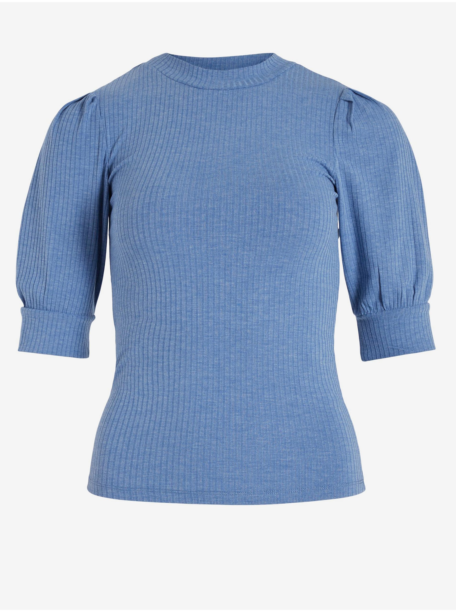 Blue Women's Ribbed T-Shirt VILA Felia - Ladies
