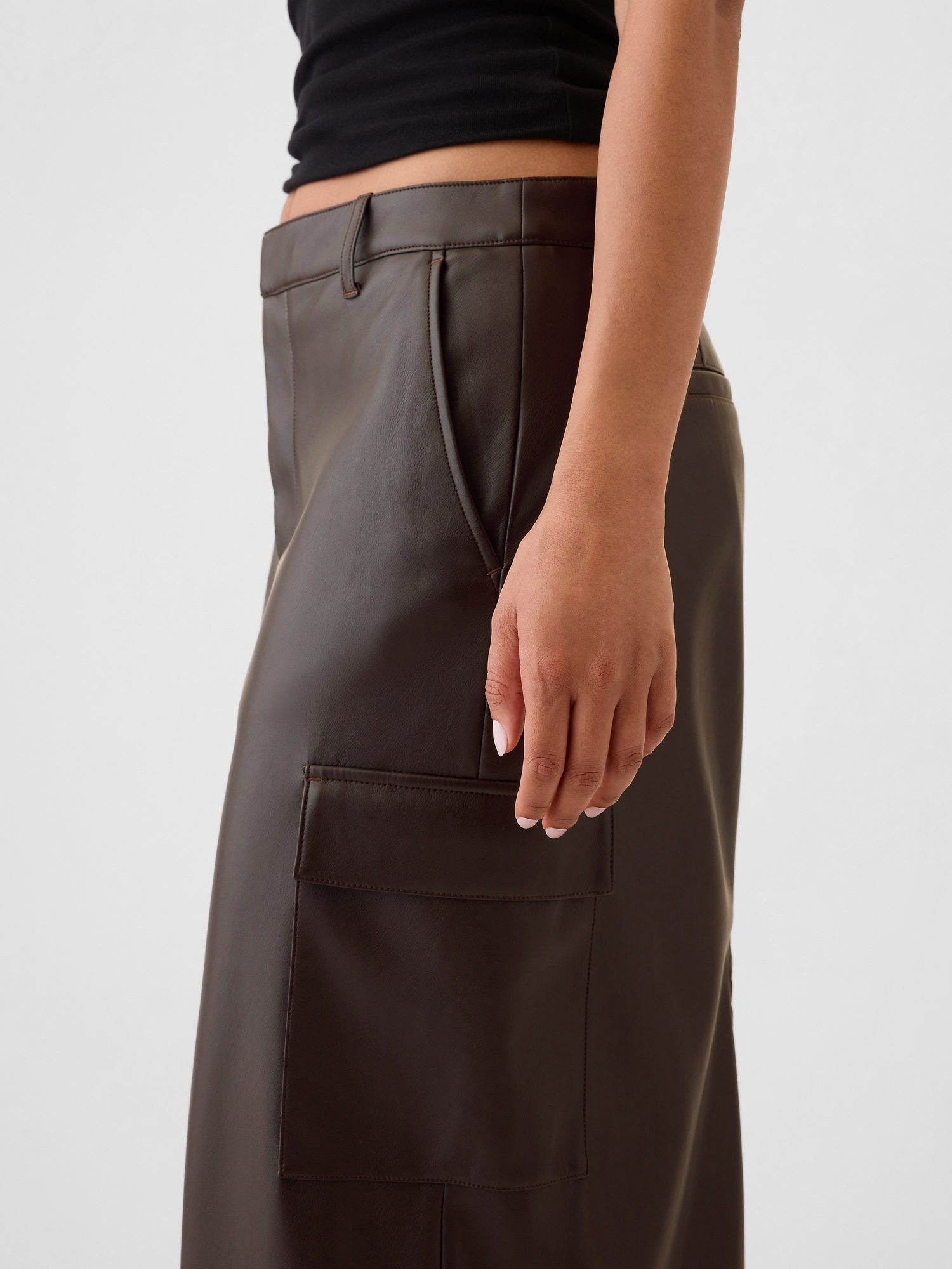 GAP Faux leather midi skirt Utility - Women&#039;s
