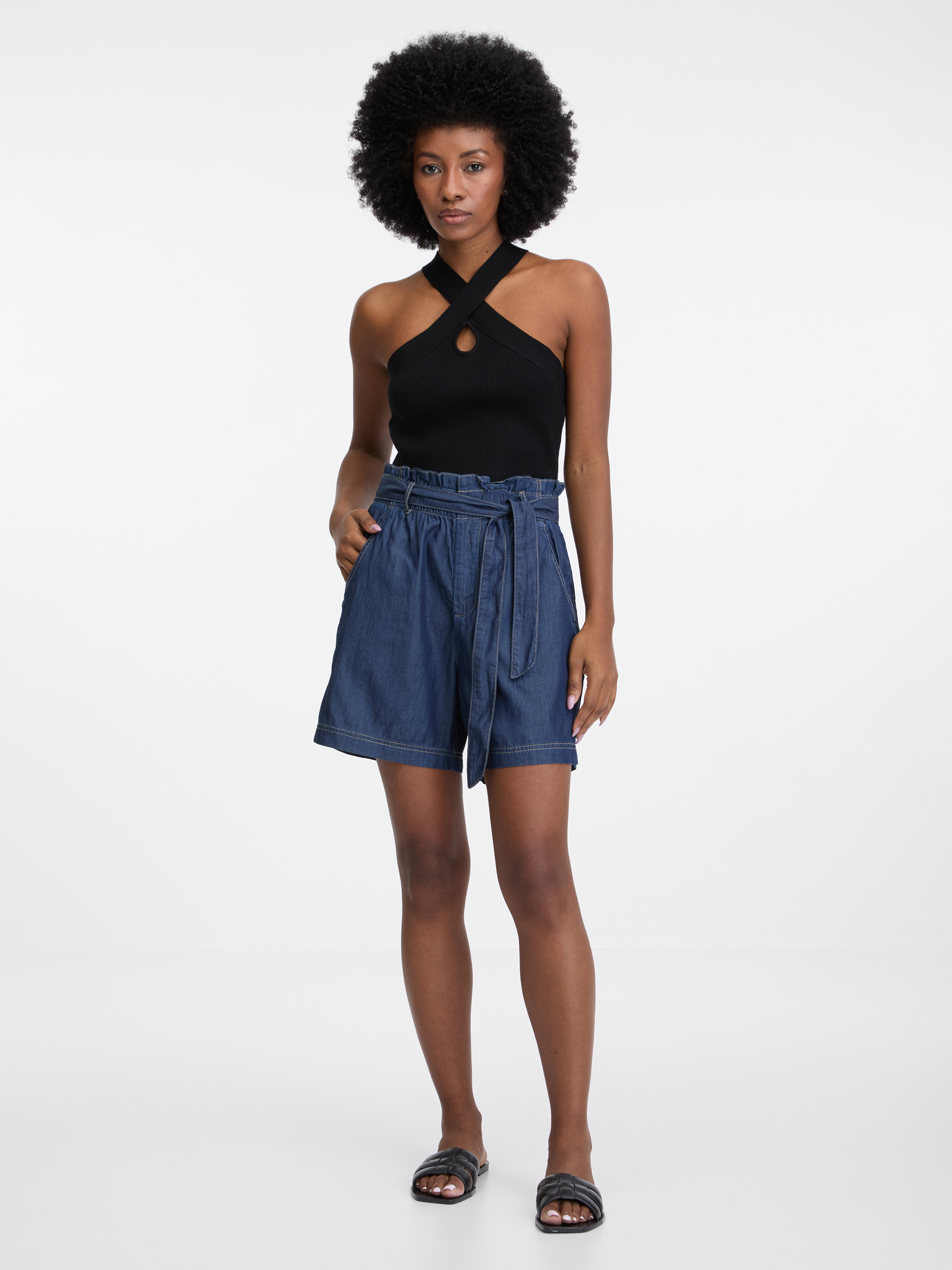 Orsay Navy Blue Women's Denim Shorts - Women's