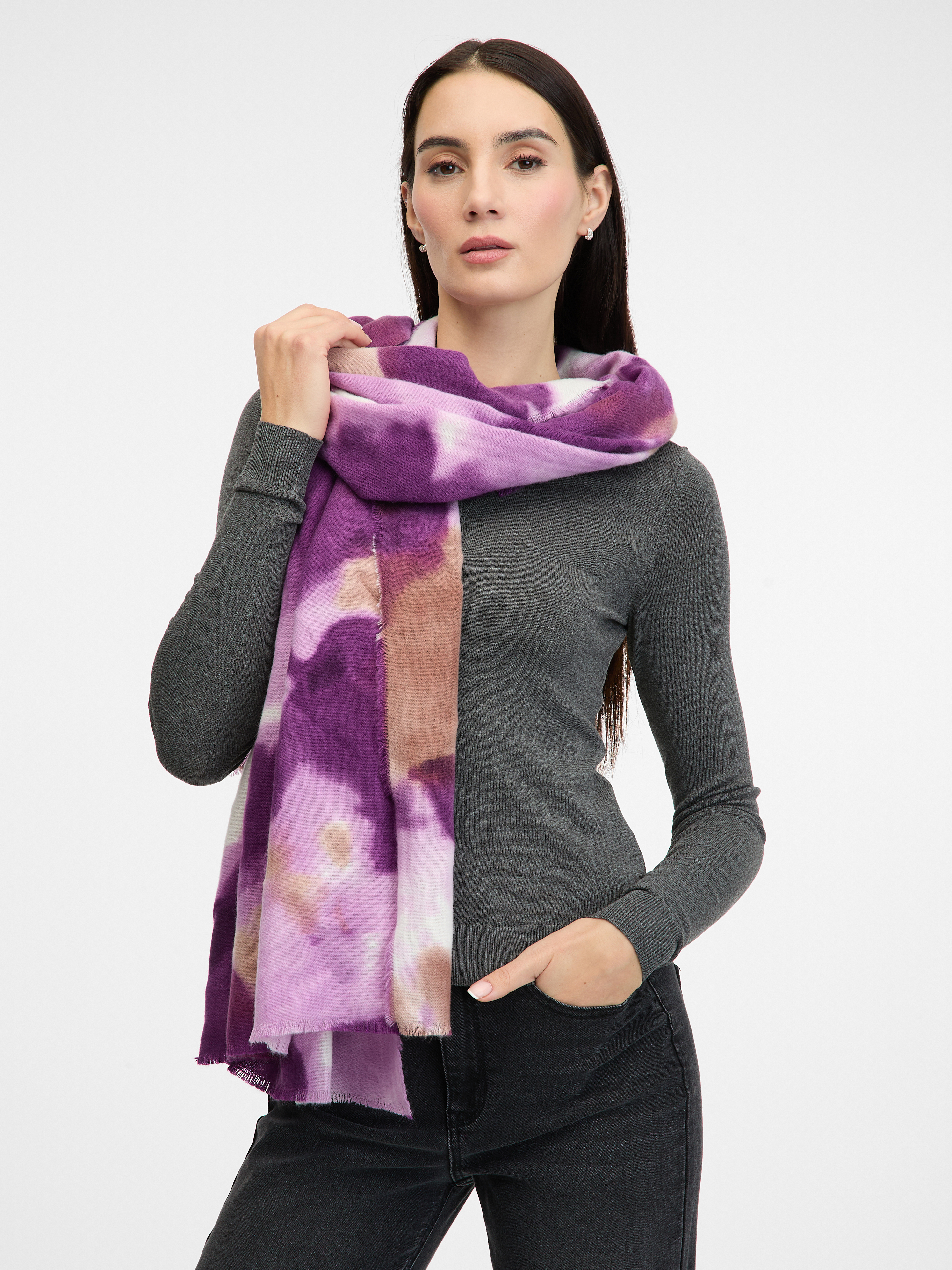 Purple women&#039;s patterned scarf ORSAY - Women&#039;s