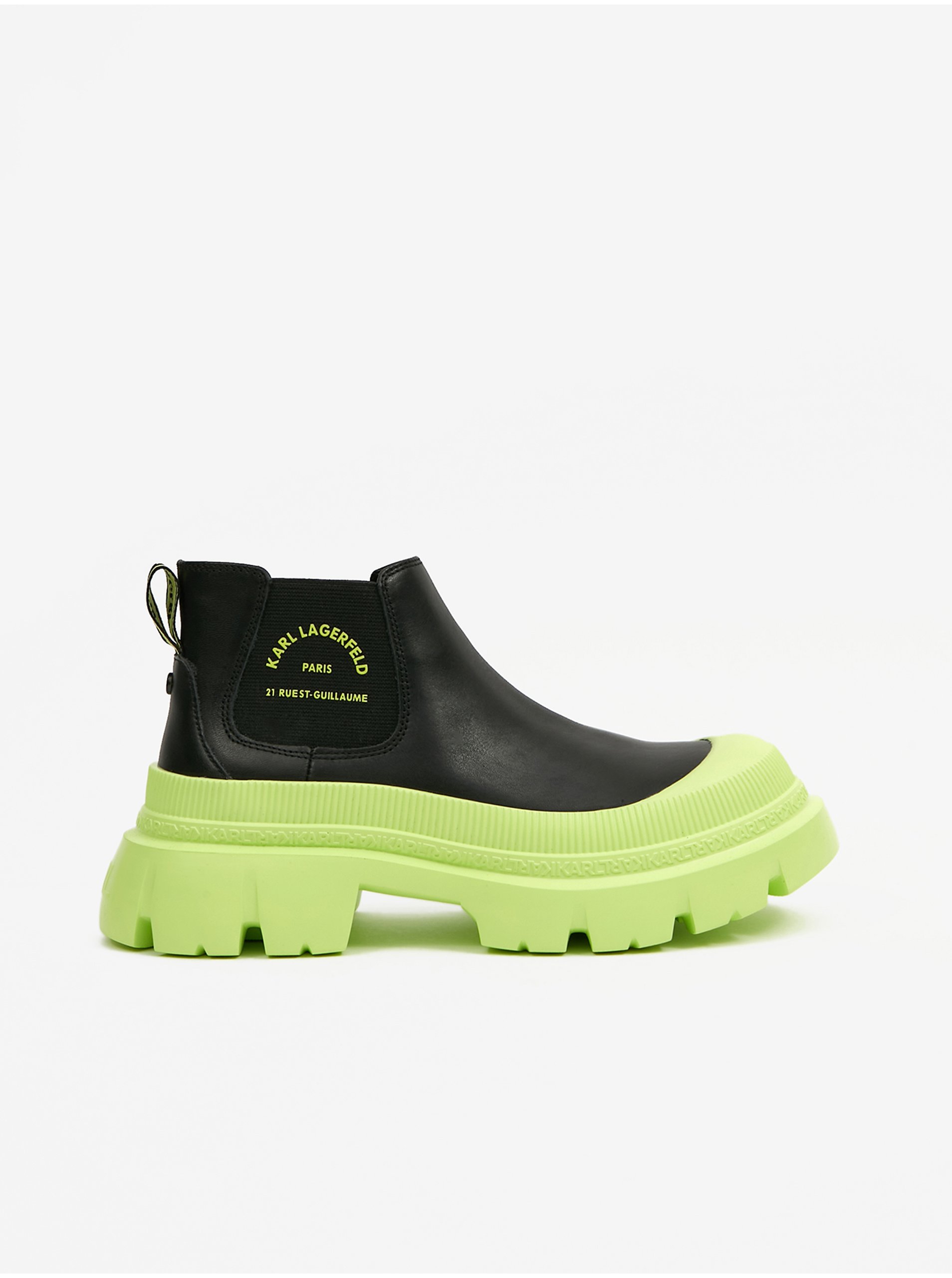 Green-black women's leather ankle boots KARL LAGERFELD Trekka - Ladies