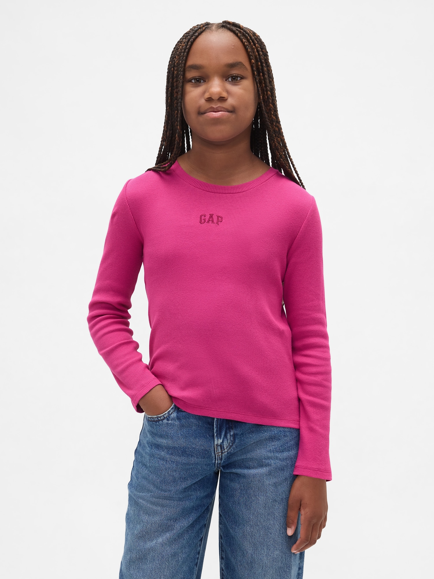 GAP Children's Ribbed T-Shirt with Logo - Girls