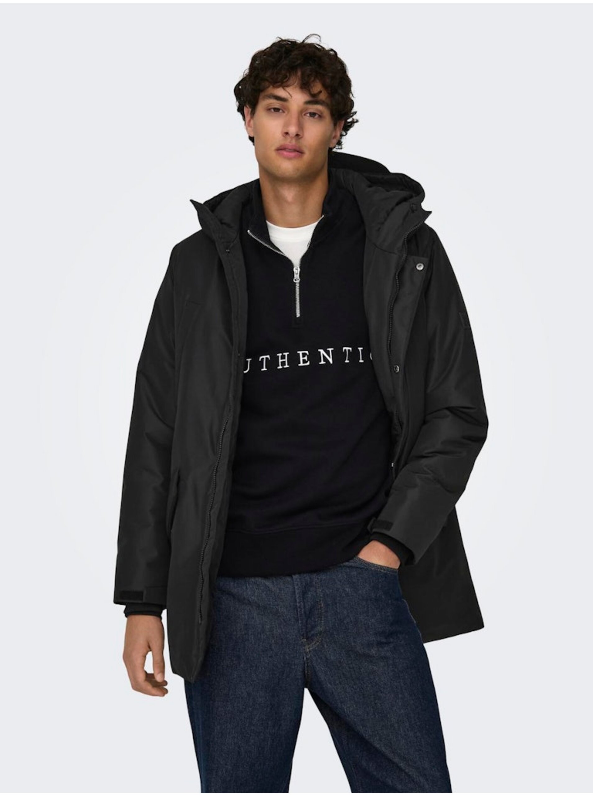 Black Men's Winter Parka ONLY & SONS Carl - Men's