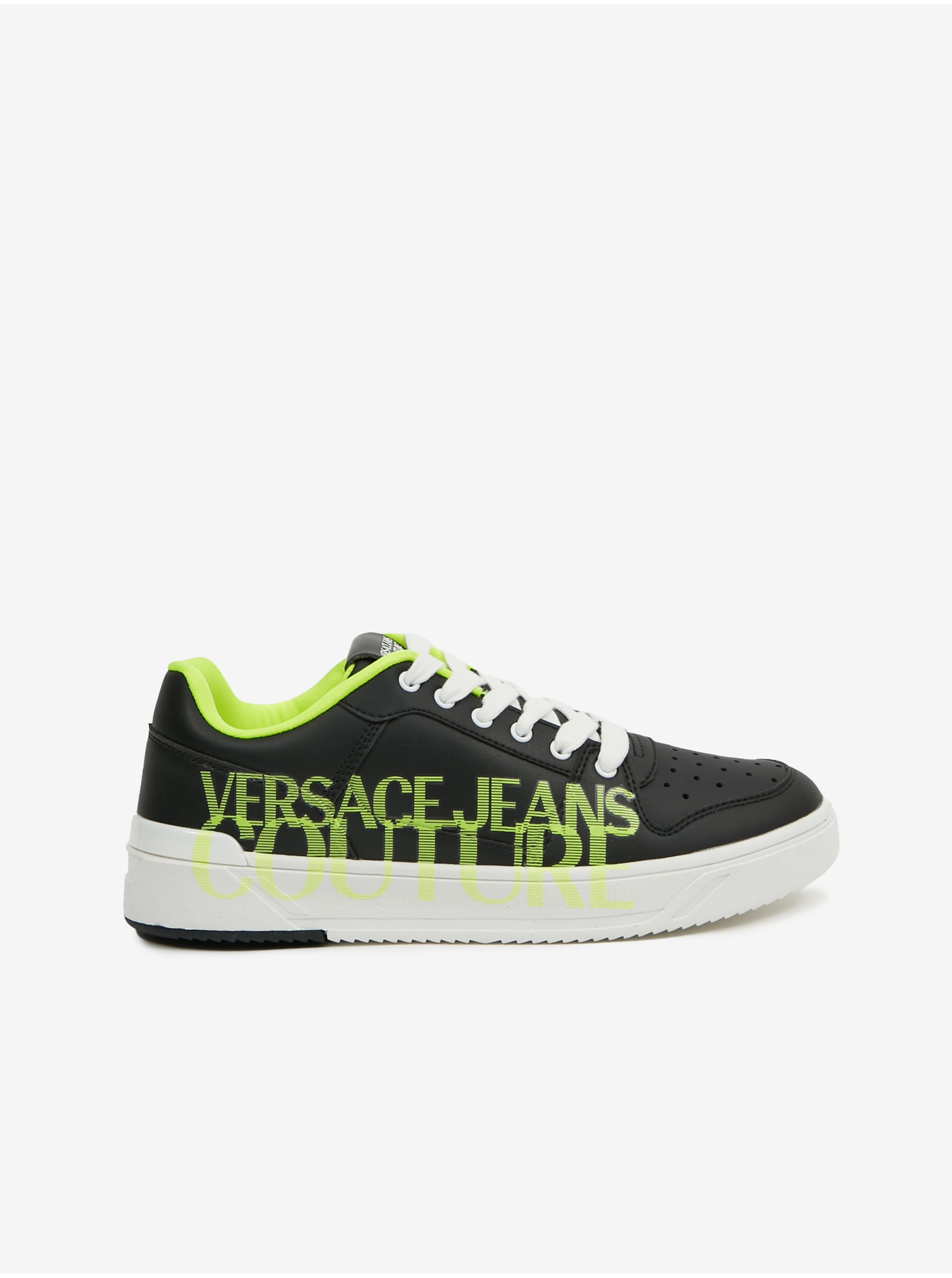 Levně Zeleno-černé pánské kožené tenisky Versace Jeans Couture - Pánské