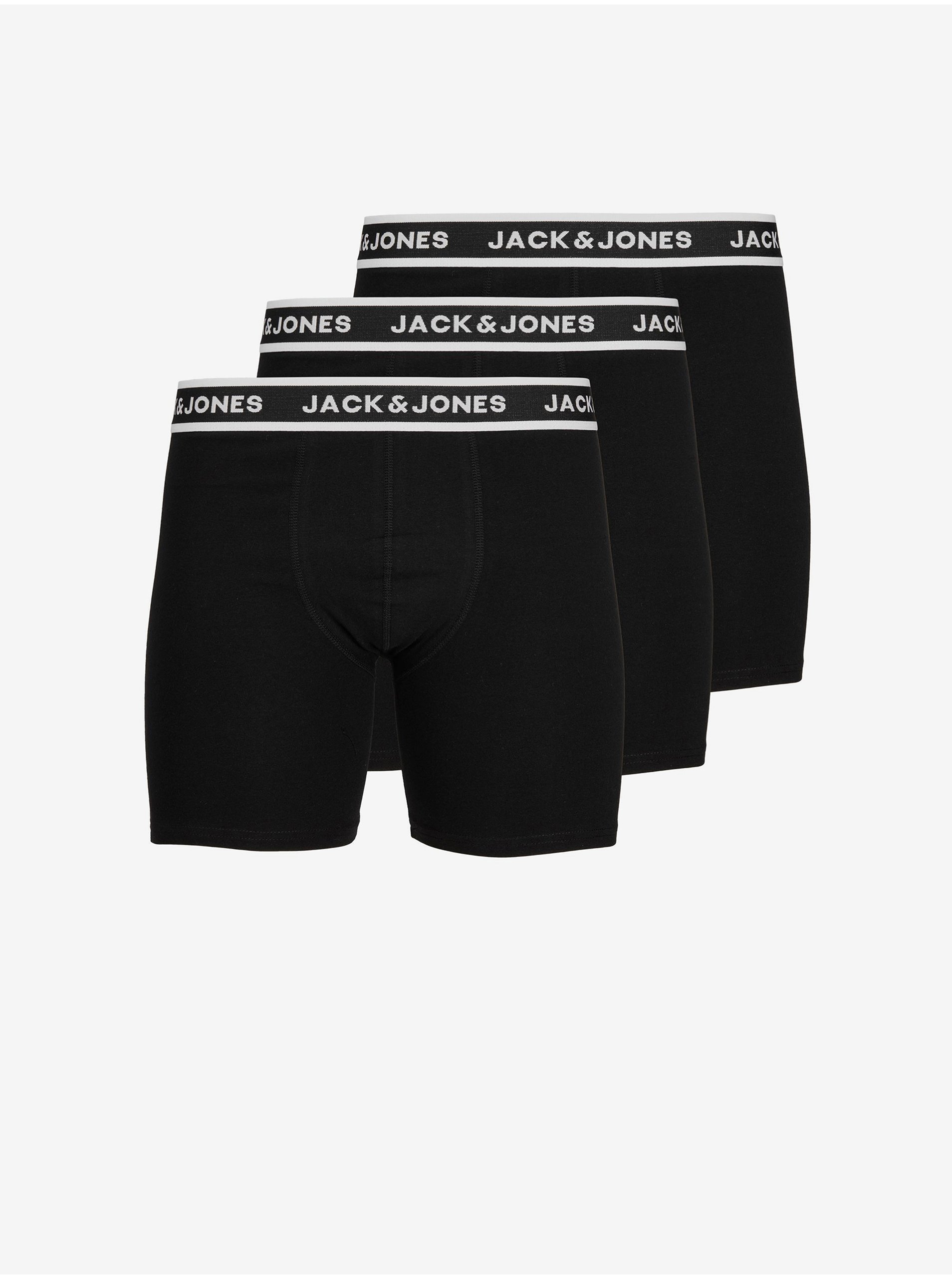 Set of three men's boxer shorts in black Jack & Jones Solid - Men