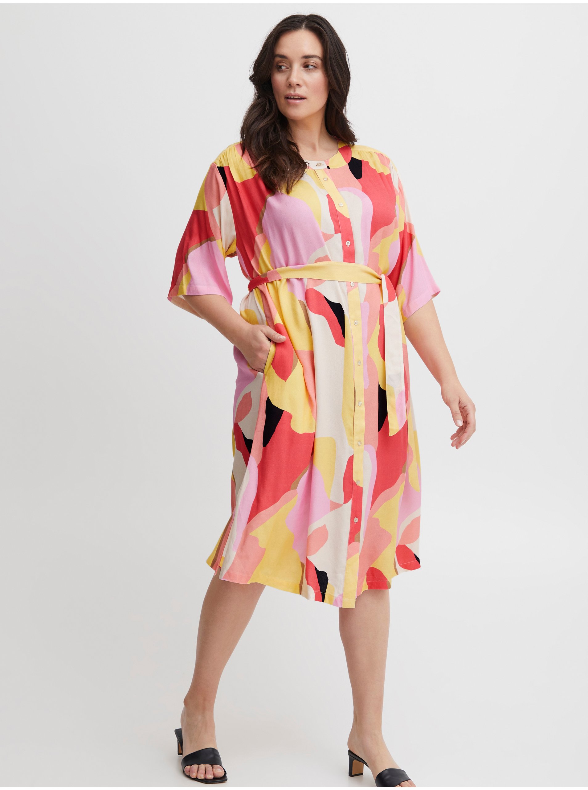 Marimi curvy pentru femei Fransa - roz, alb