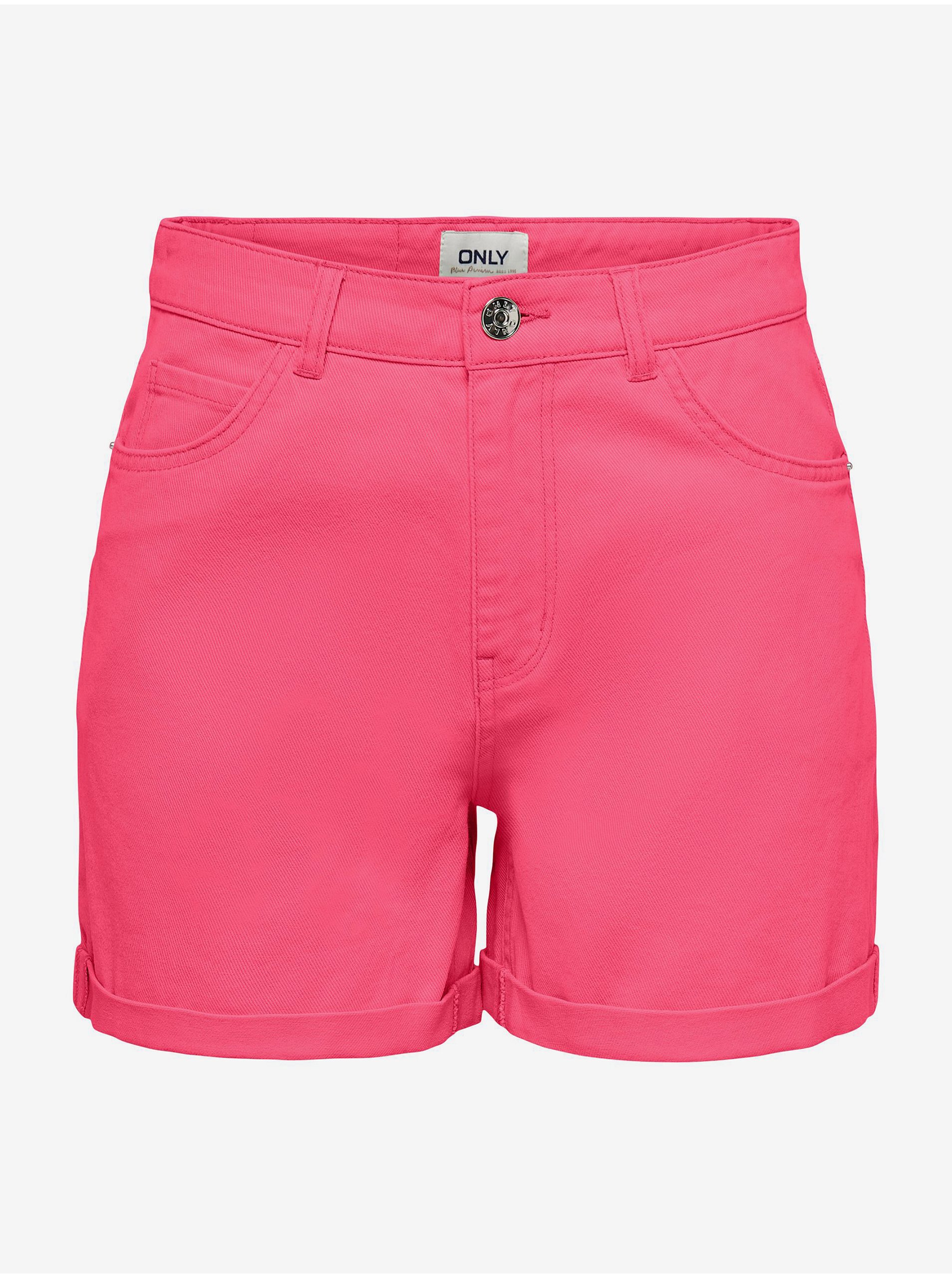 Dark pink womens denim shorts ONLY Vega - Women