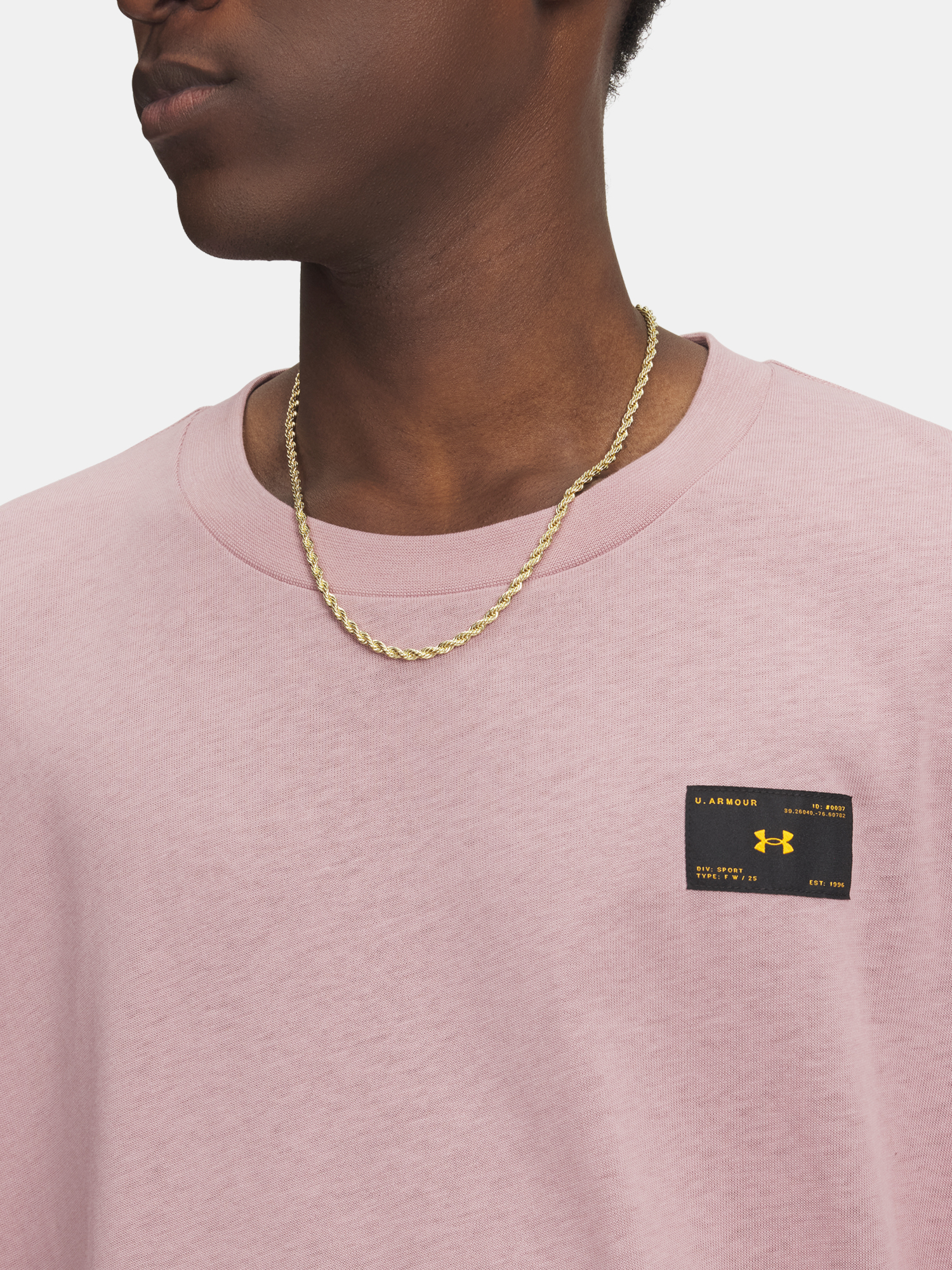 Men's Under Armour UA HWT WOVEN LABEL SS-PNK T-Shirt - Men's