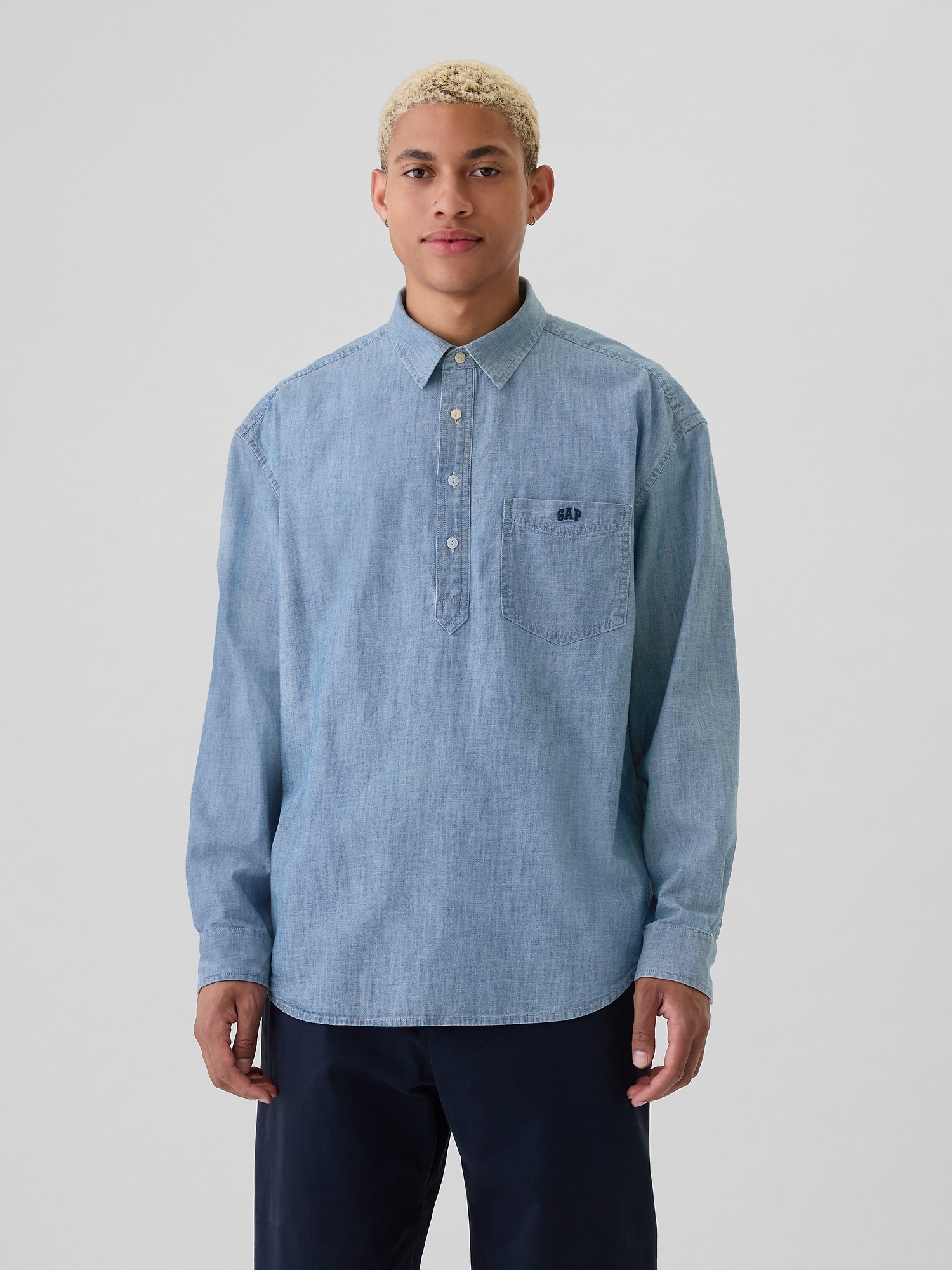 GAP Chambray Shirt With Logo - Men