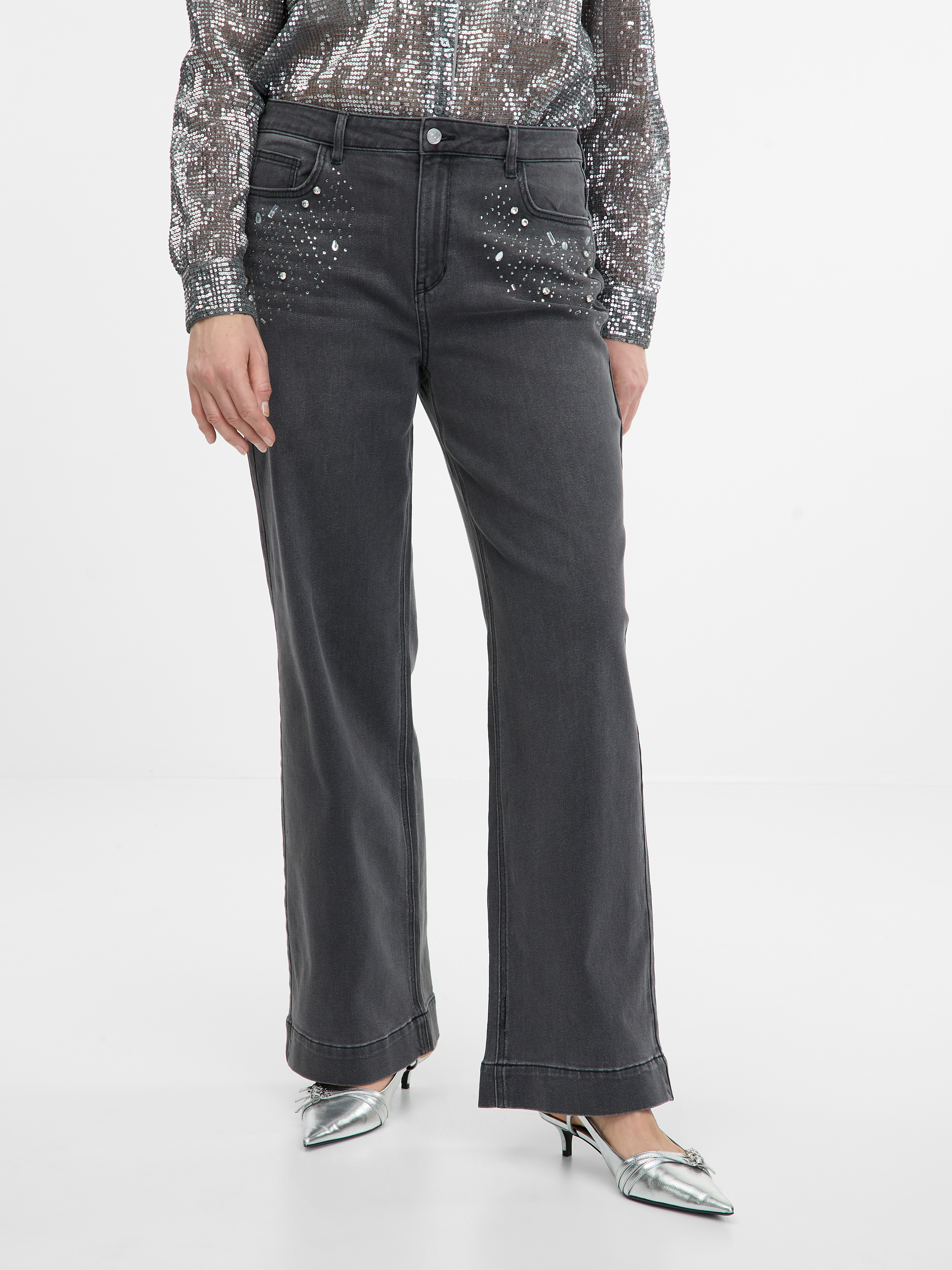 Dark grey women&#039;s wide leg jeans ORSAY - Women&#039;s