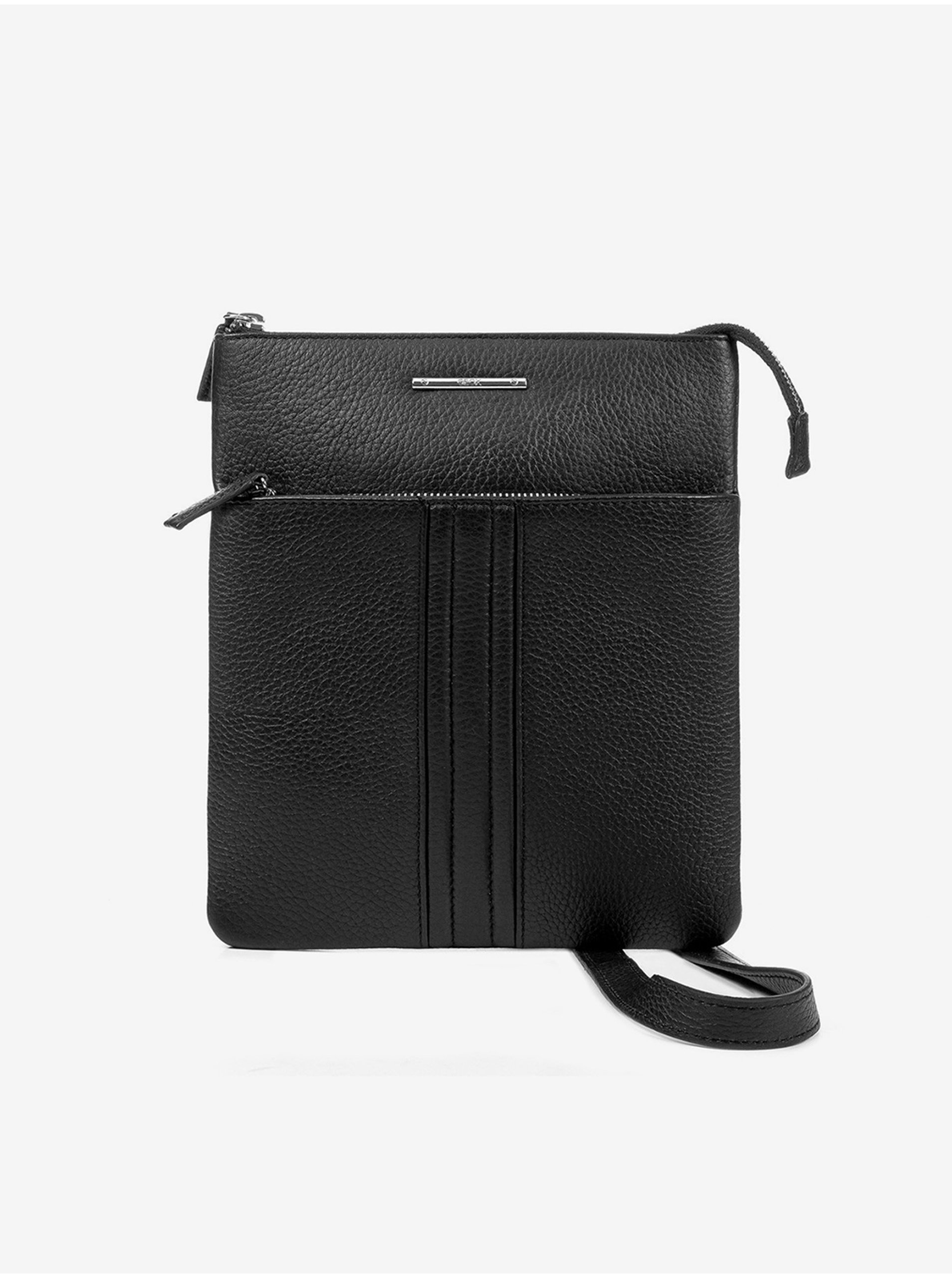 Black Men's Leather Crossbody Bag Geox - Men