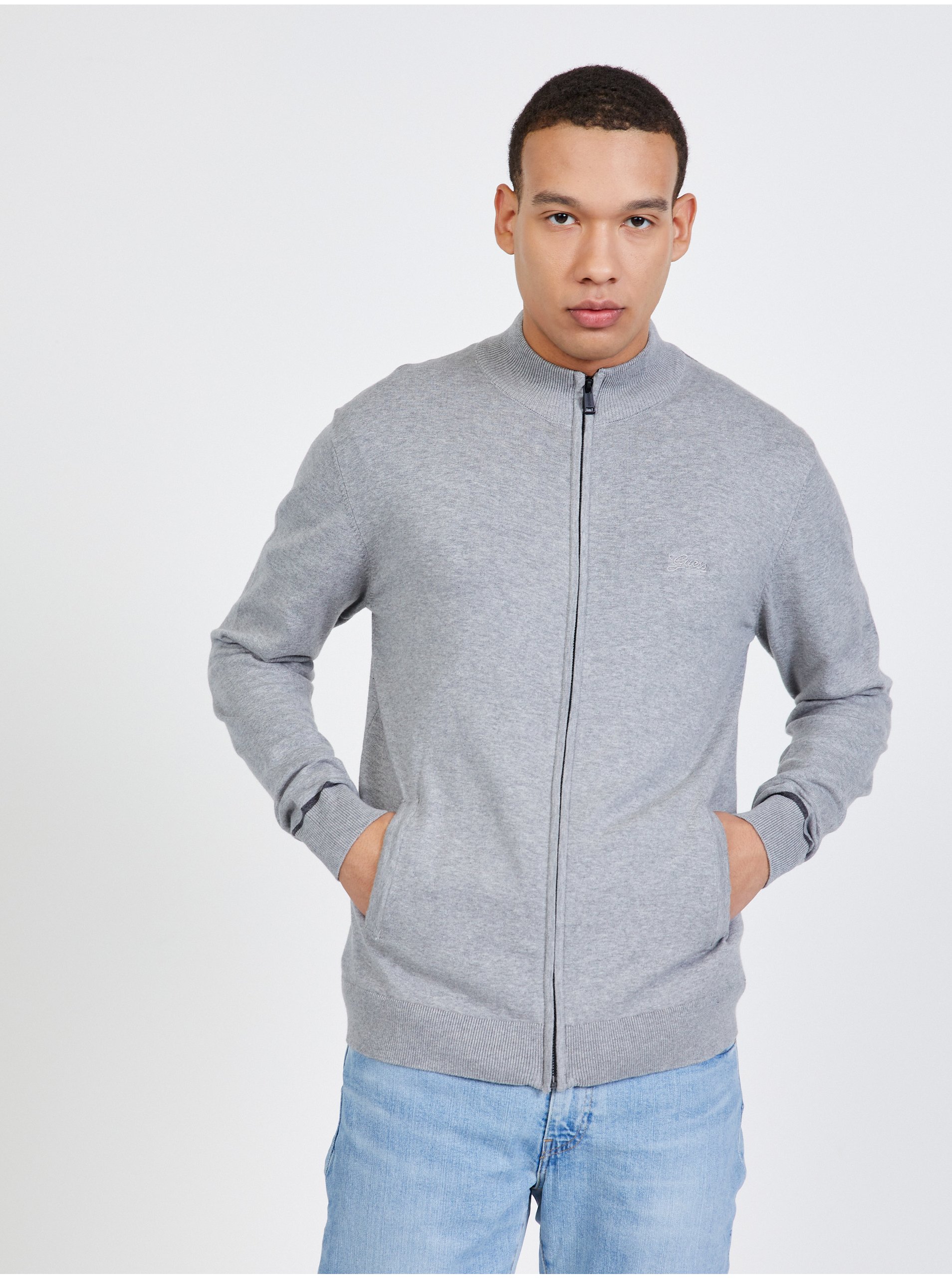 Light gray men's sweater Guess - Men