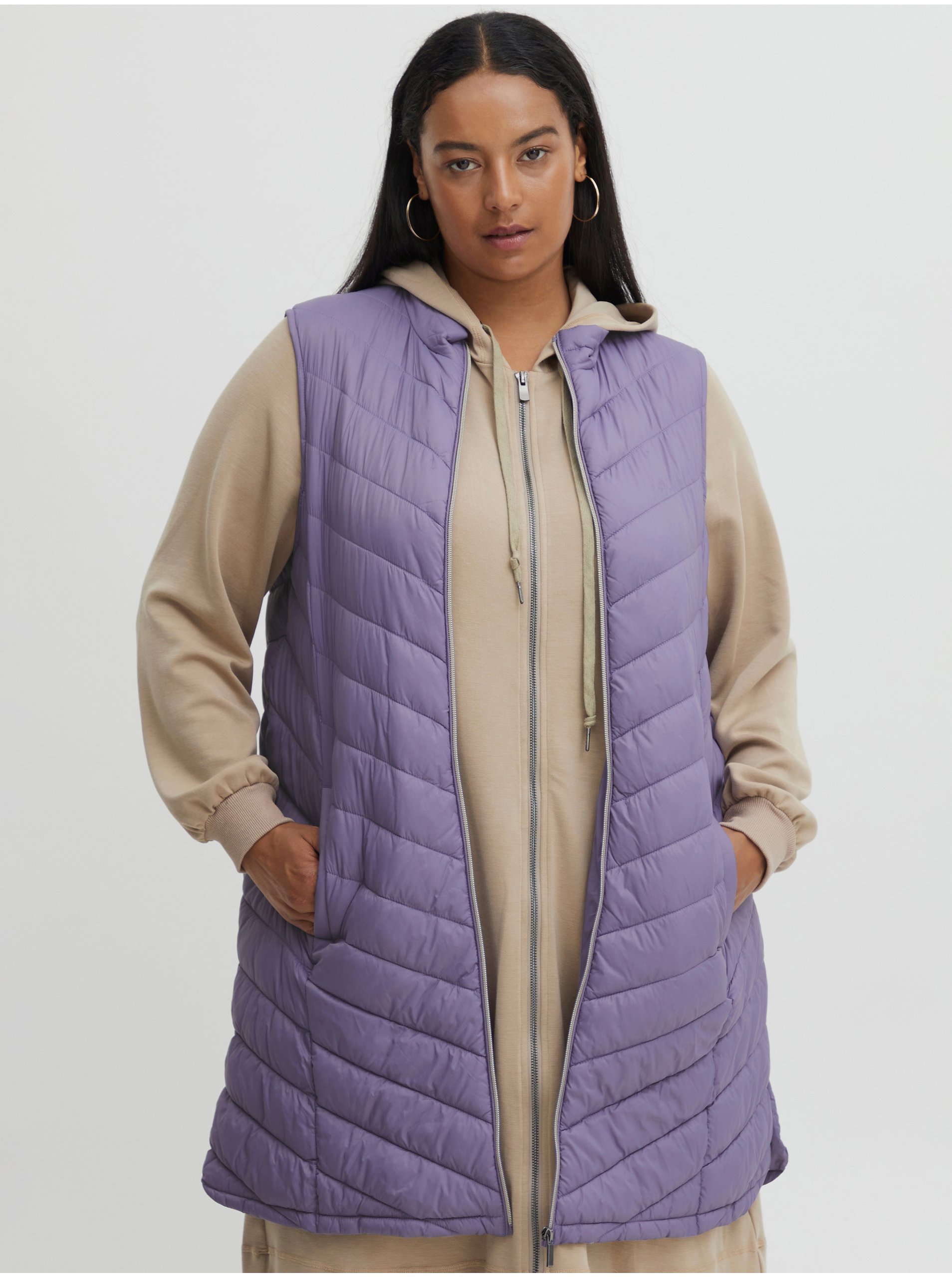 Purple Ladies Quilted Vest Fransa - Ladies