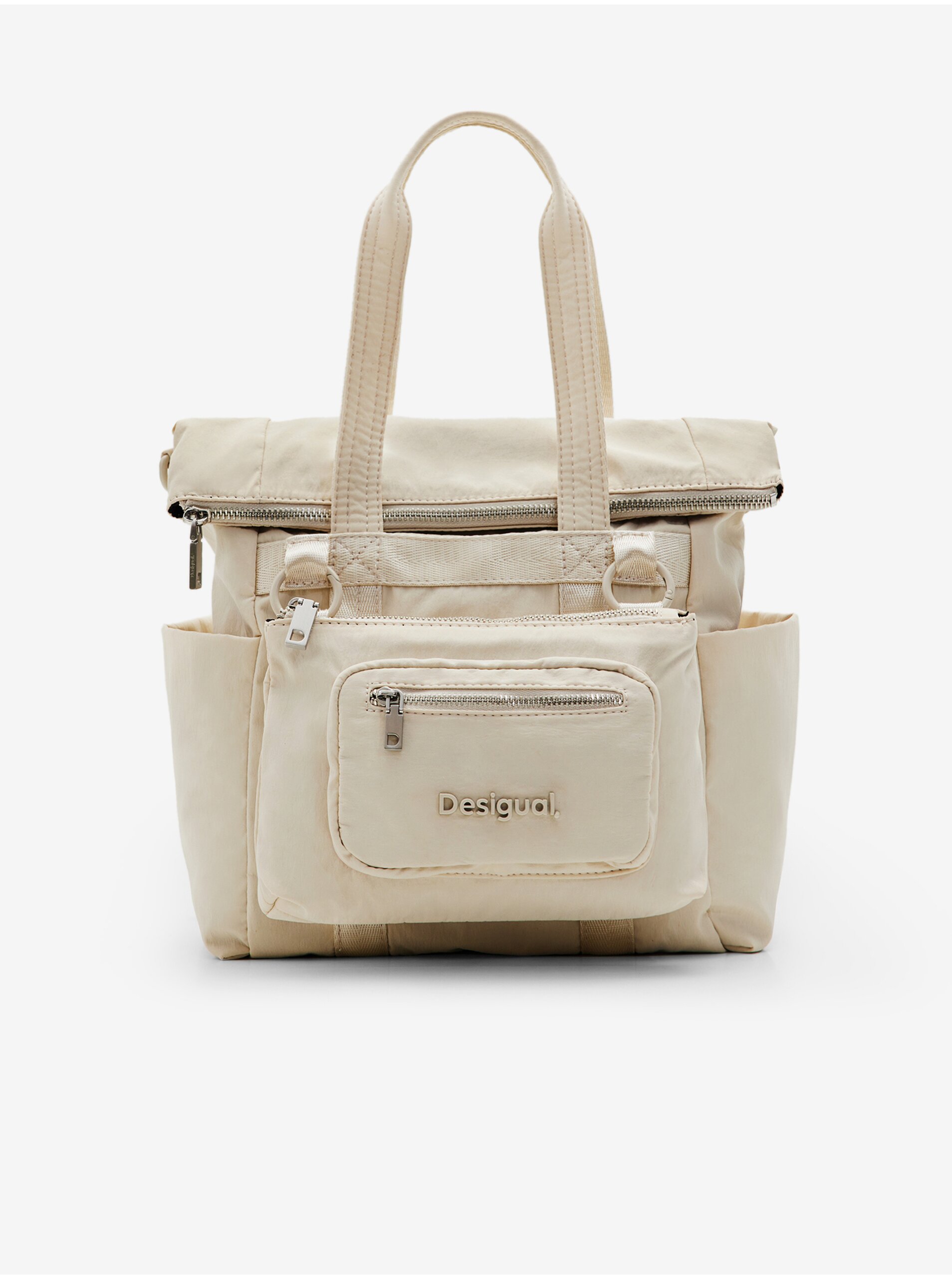 Women's Cream Handbag/Backpack Desigual Basic Modular Voyager Mini - Women