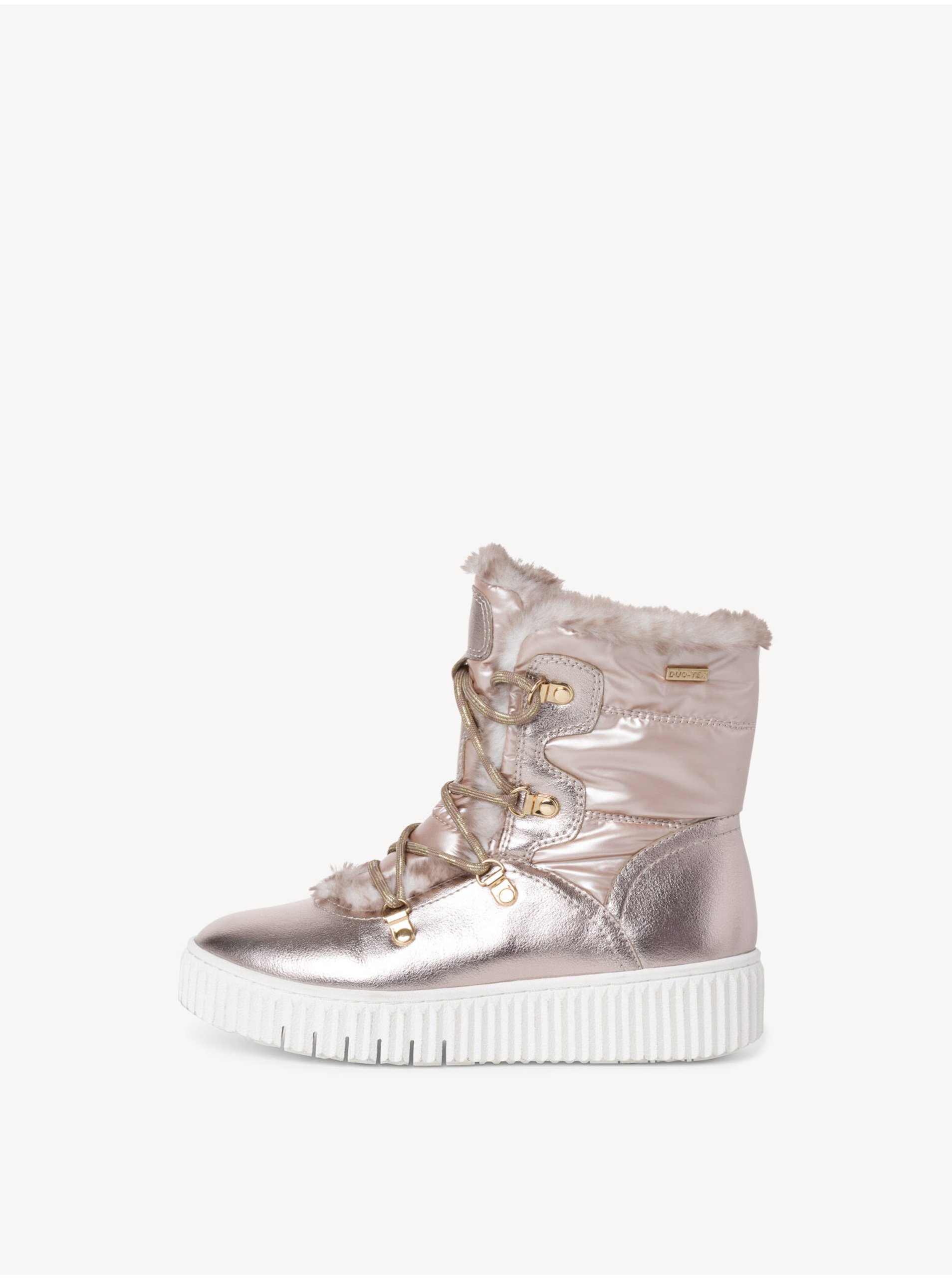 Ankle Winter Boots with Artificial Fur in Tamaris Gold - Women