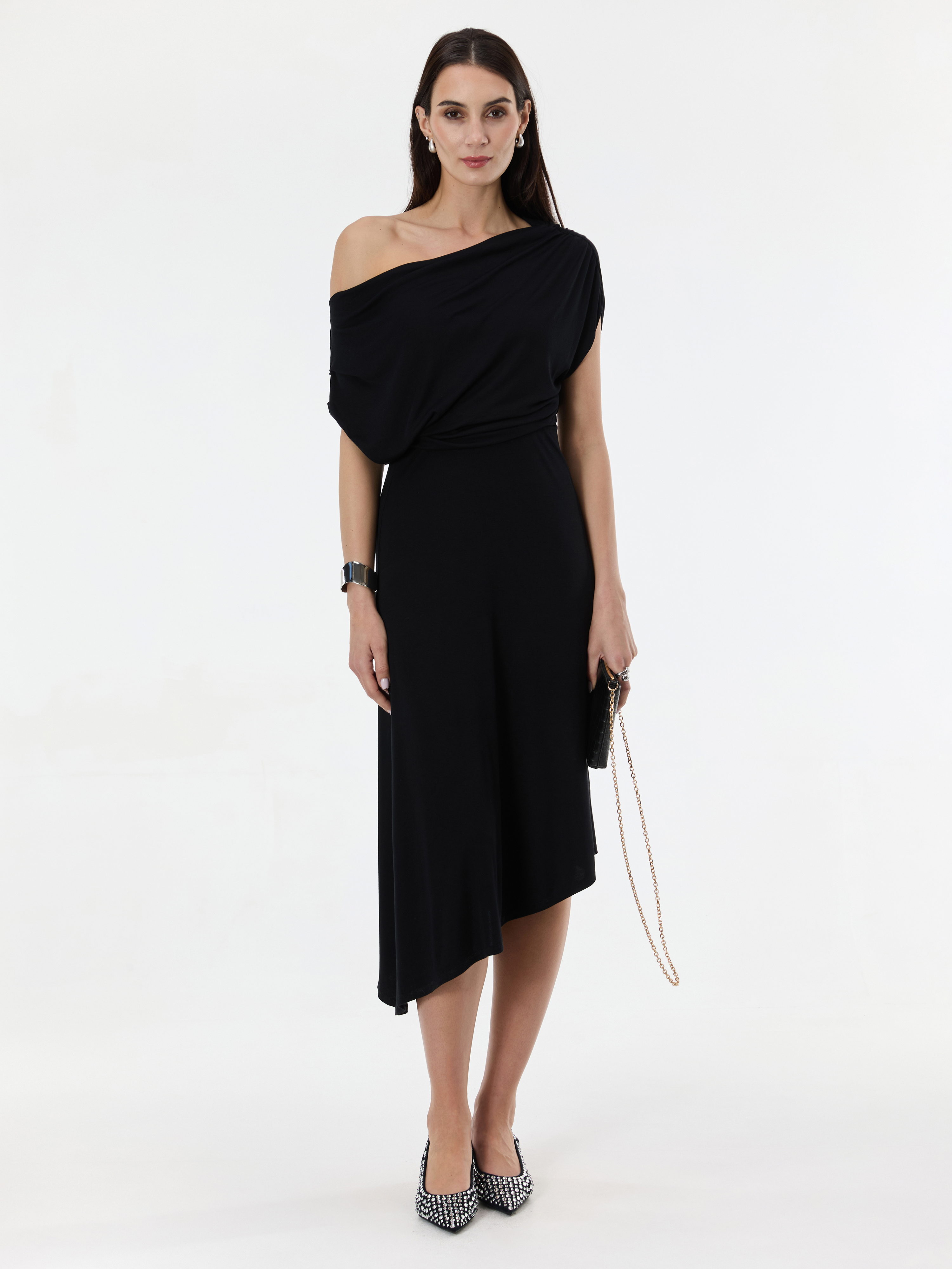 Дамска черна миди рокля ORSAY