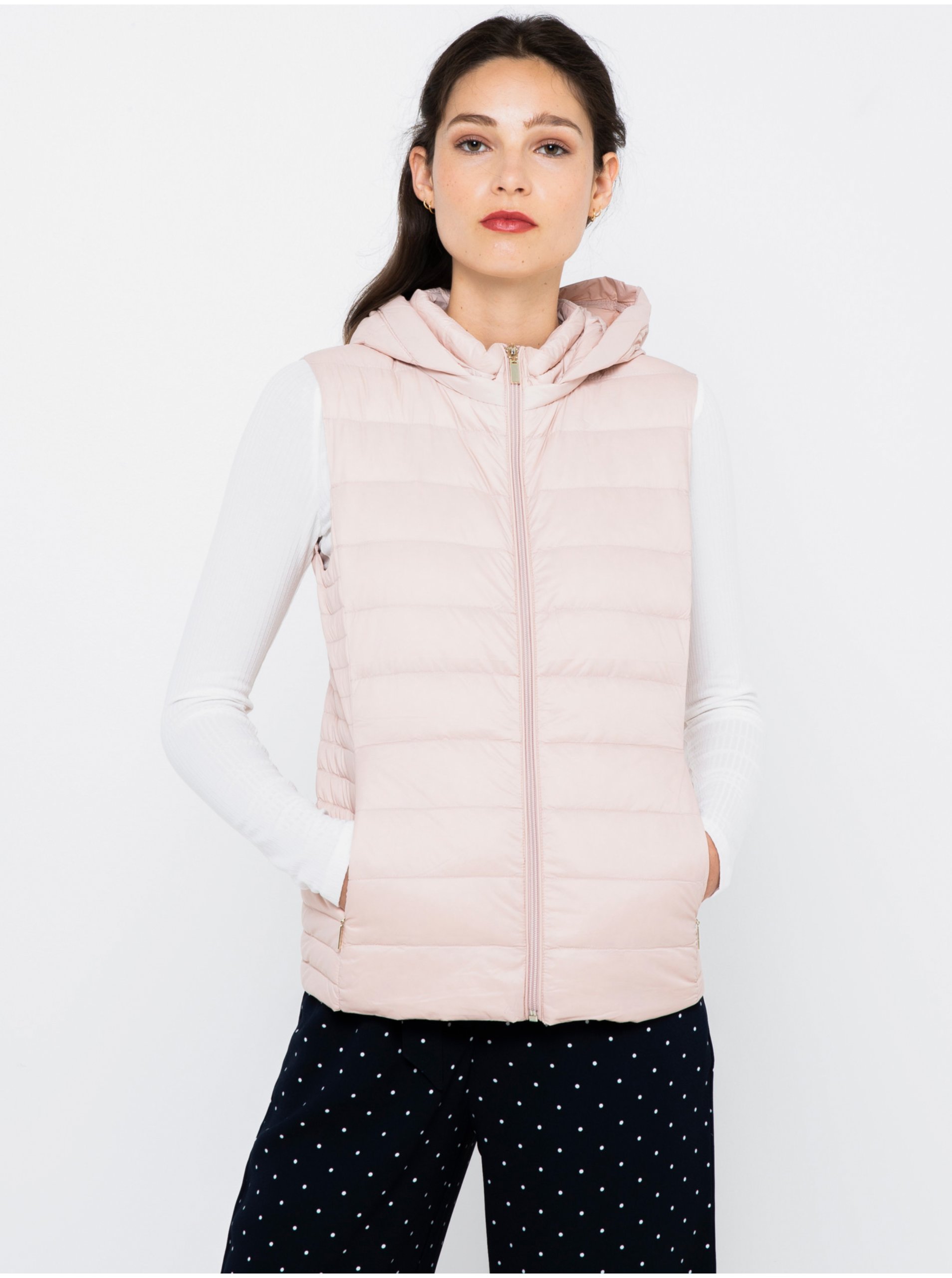Light Pink Down Vest hood CAMAIEU Women