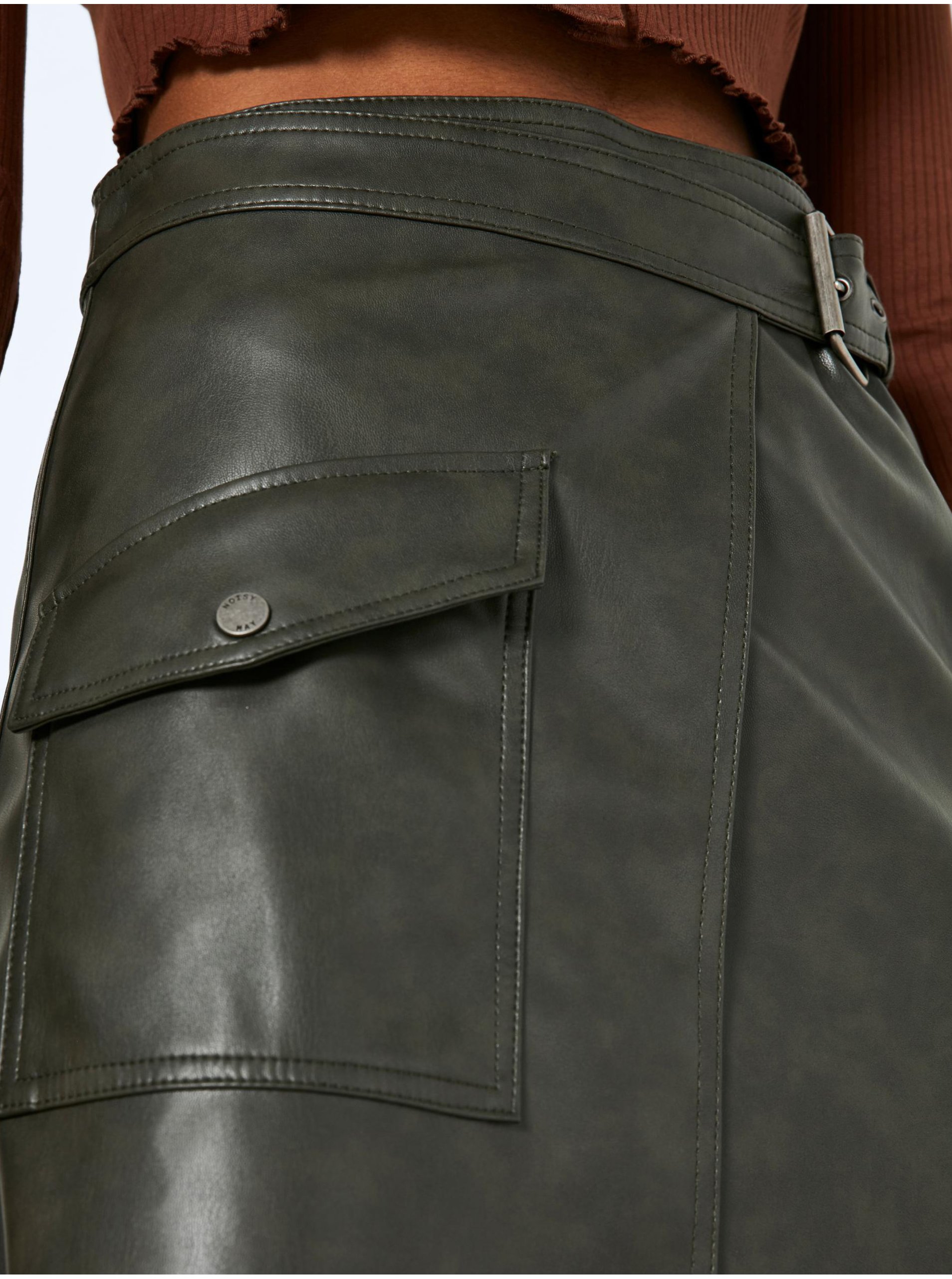 Khaki Leatherette Skirt Noisy May Elisa - Women