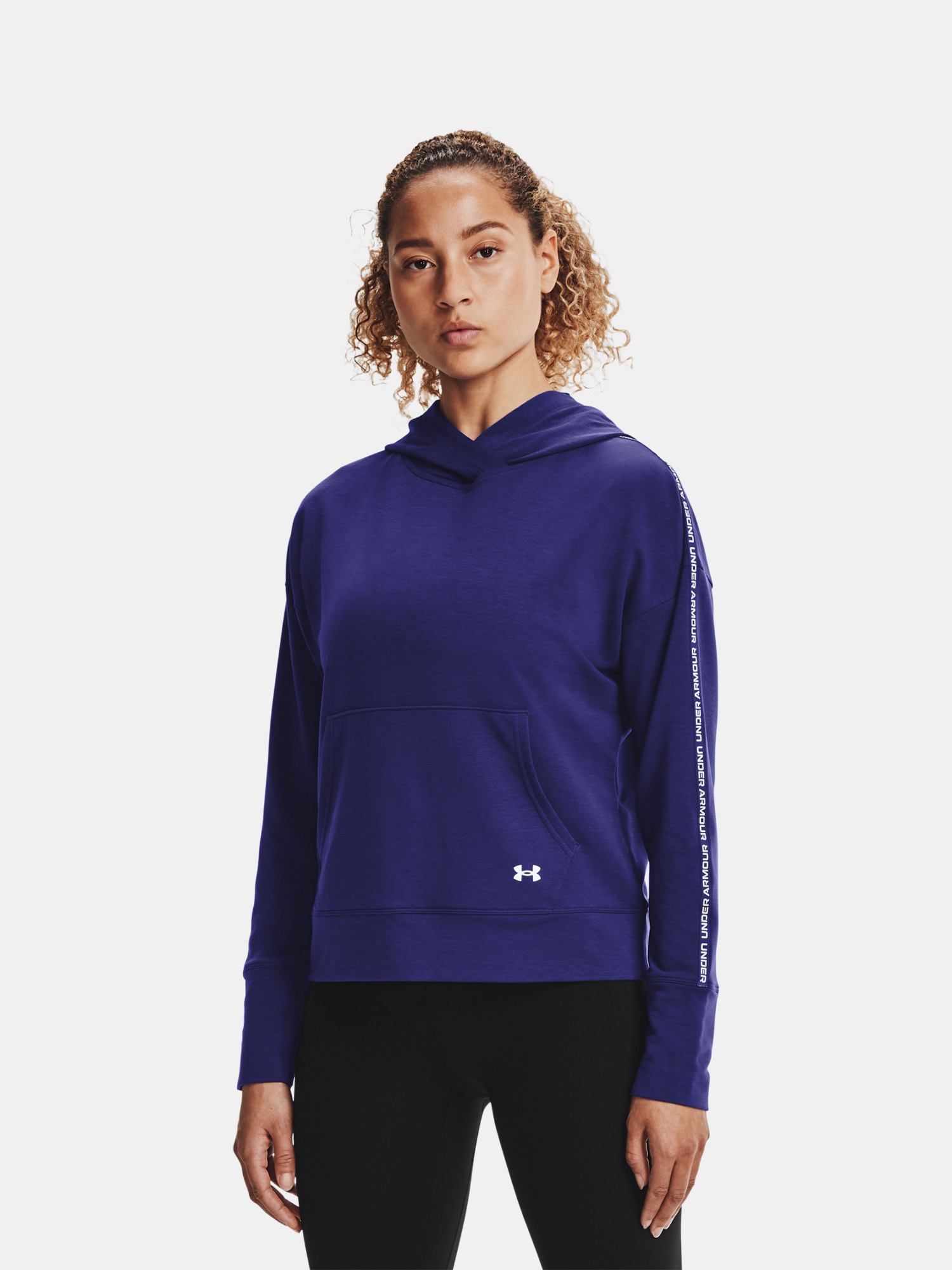 Under Armour Mikina UA Rival Terry Taped Hoodie-BLU - Dámské