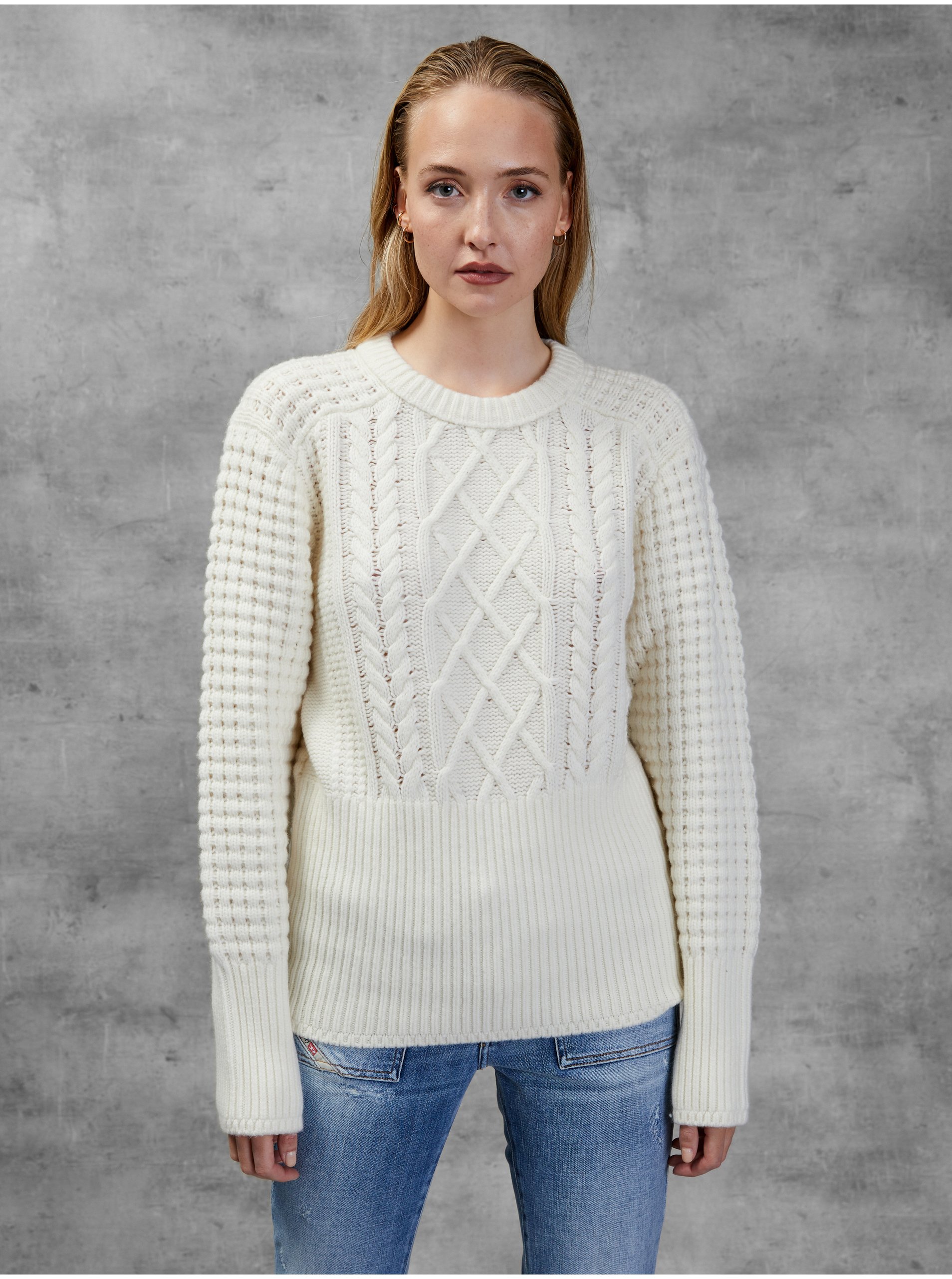 White Women's Wool Sweater with Braids Diesel - Women