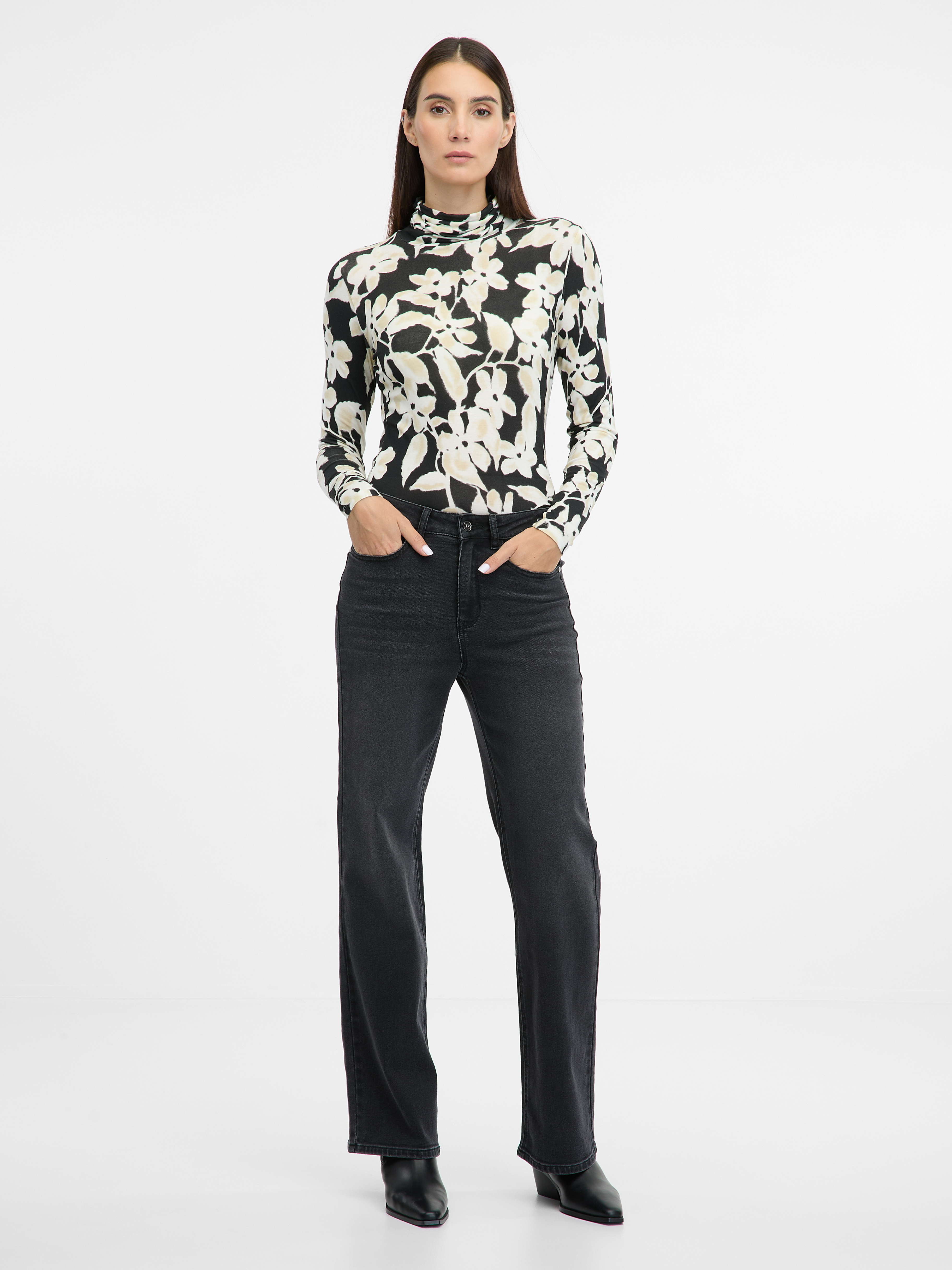 Black women's patterned turtleneck ORSAY - Women's