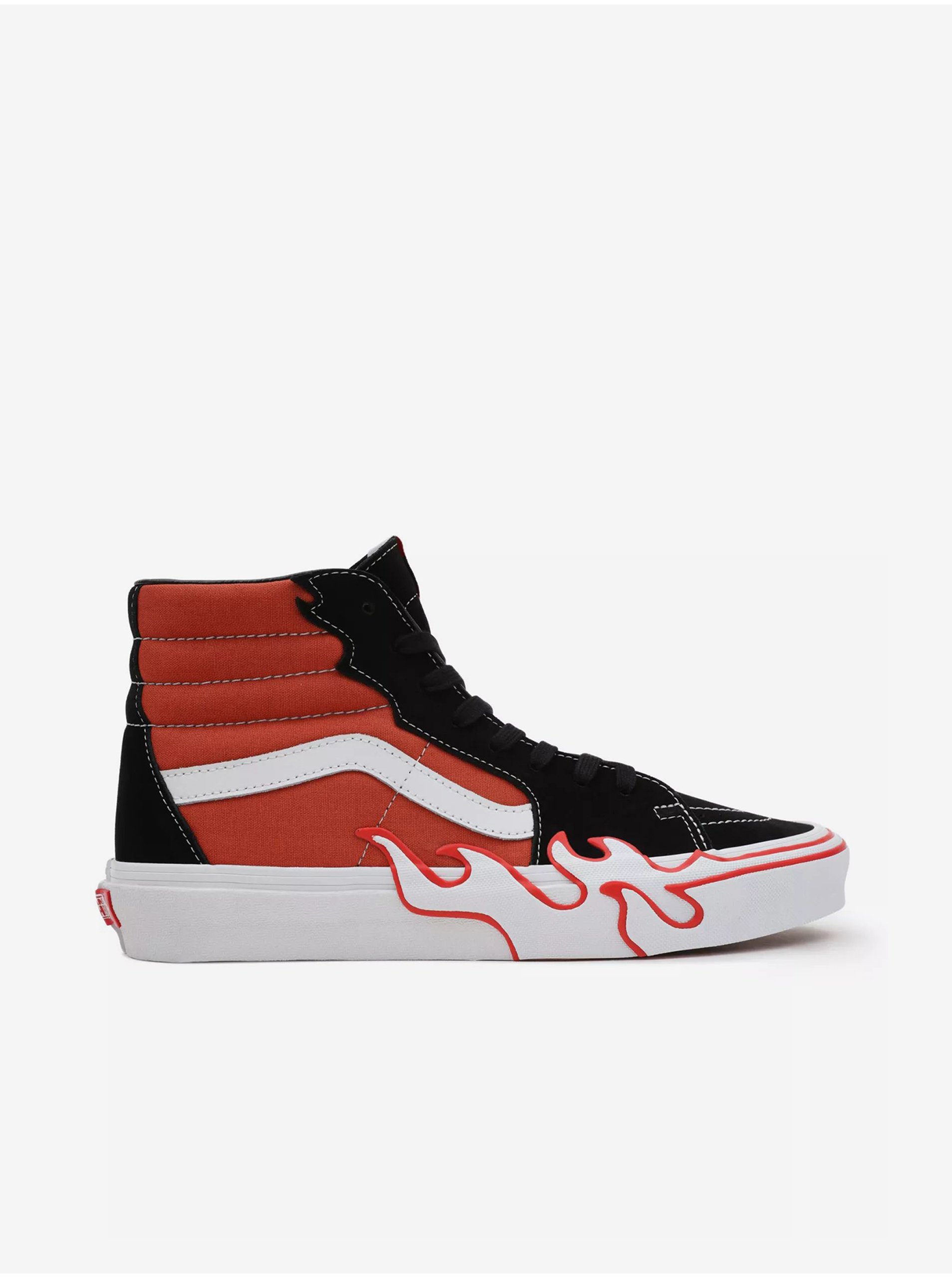 Oranžovo-černé Pánské Tenisky VANS SK8-Hi Flame - Pánské