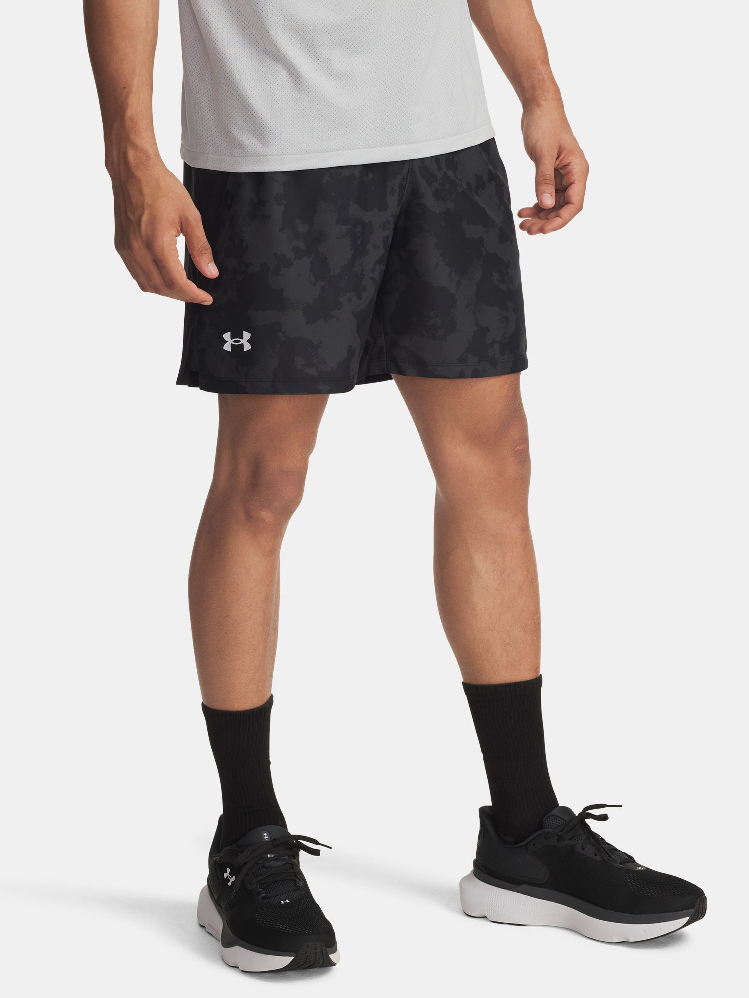 Mens shorts Under Armour UA LAUNCH 7 PRINT SHORTS-GRY - Mens