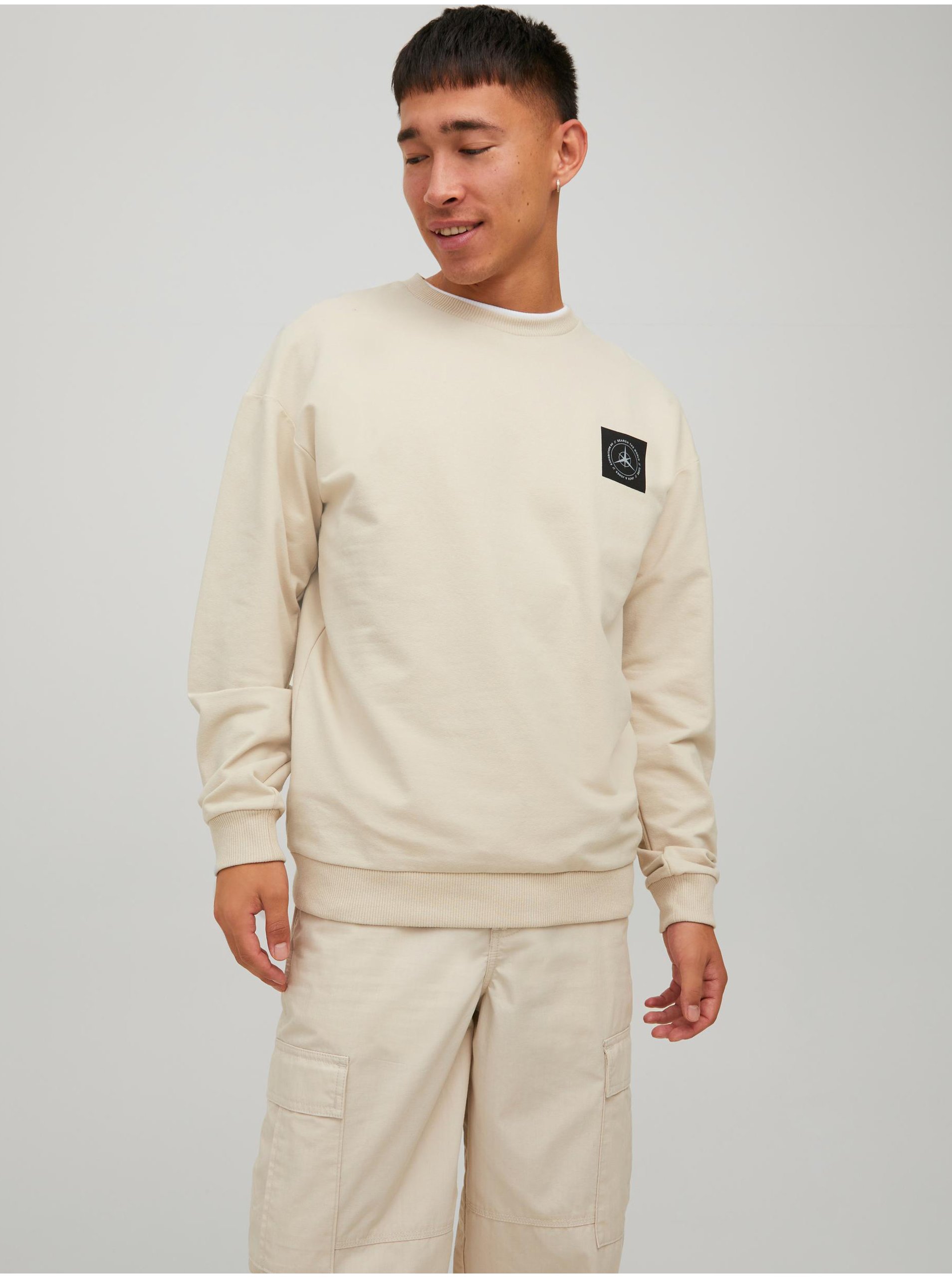 Béžová pánská mikina Jack & Jones Filo - Pánské