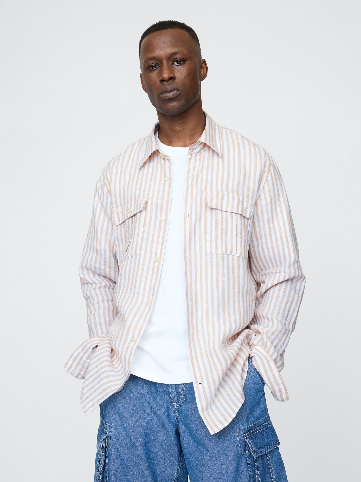 GAP Lněná košile Classic Shirt - Pánské