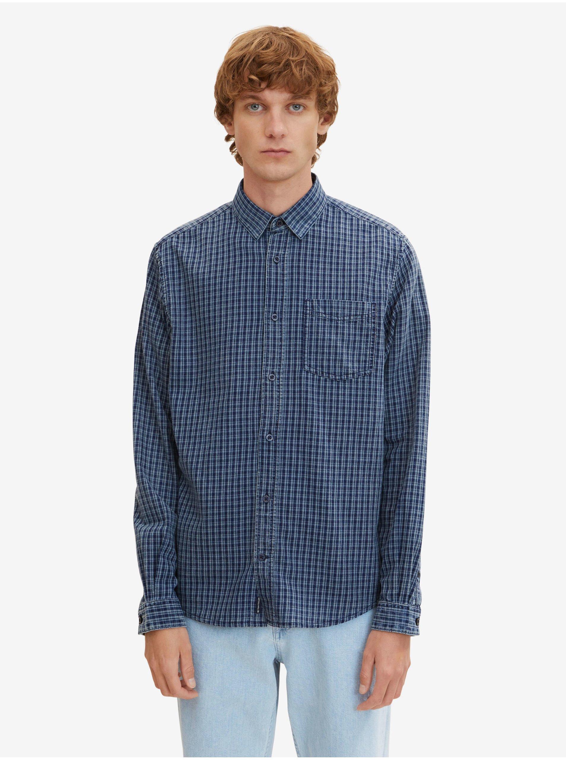 Blue Men's Plaid Tom Tailor Shirt - Men's
