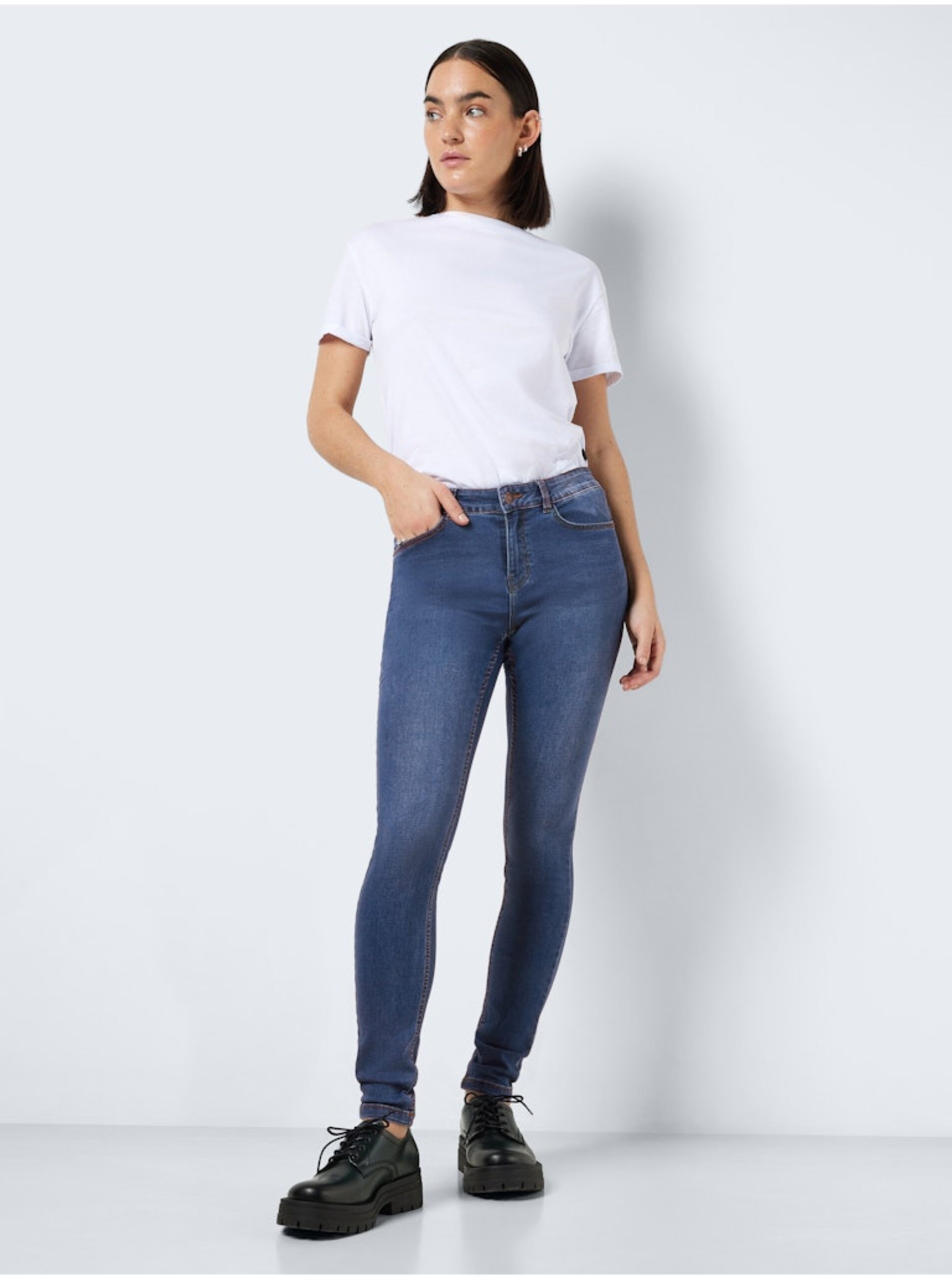Skinny fit pentru femei Noisy May - albastru inchis
